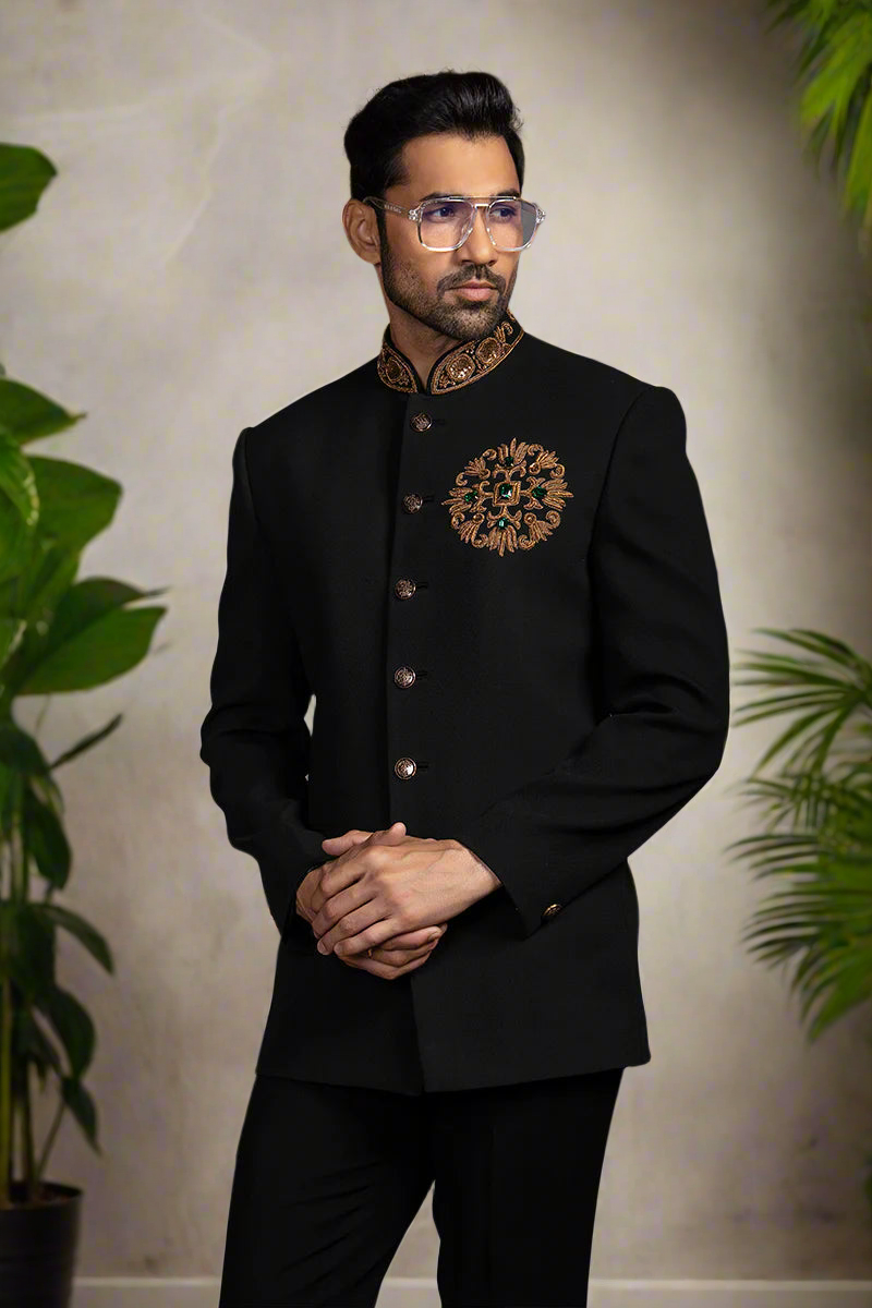 Exclusive men's black Jodhpuri for weddings