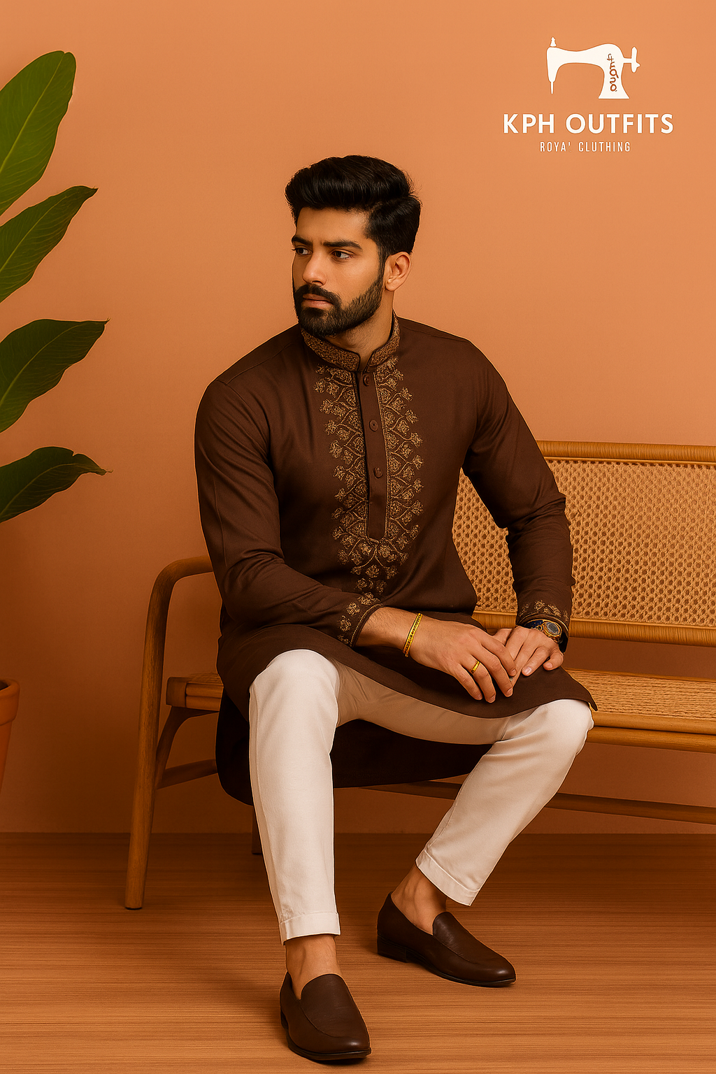 Men's Exclusive Dark Brown Handcrafted Kurta Set - KPH Outfits