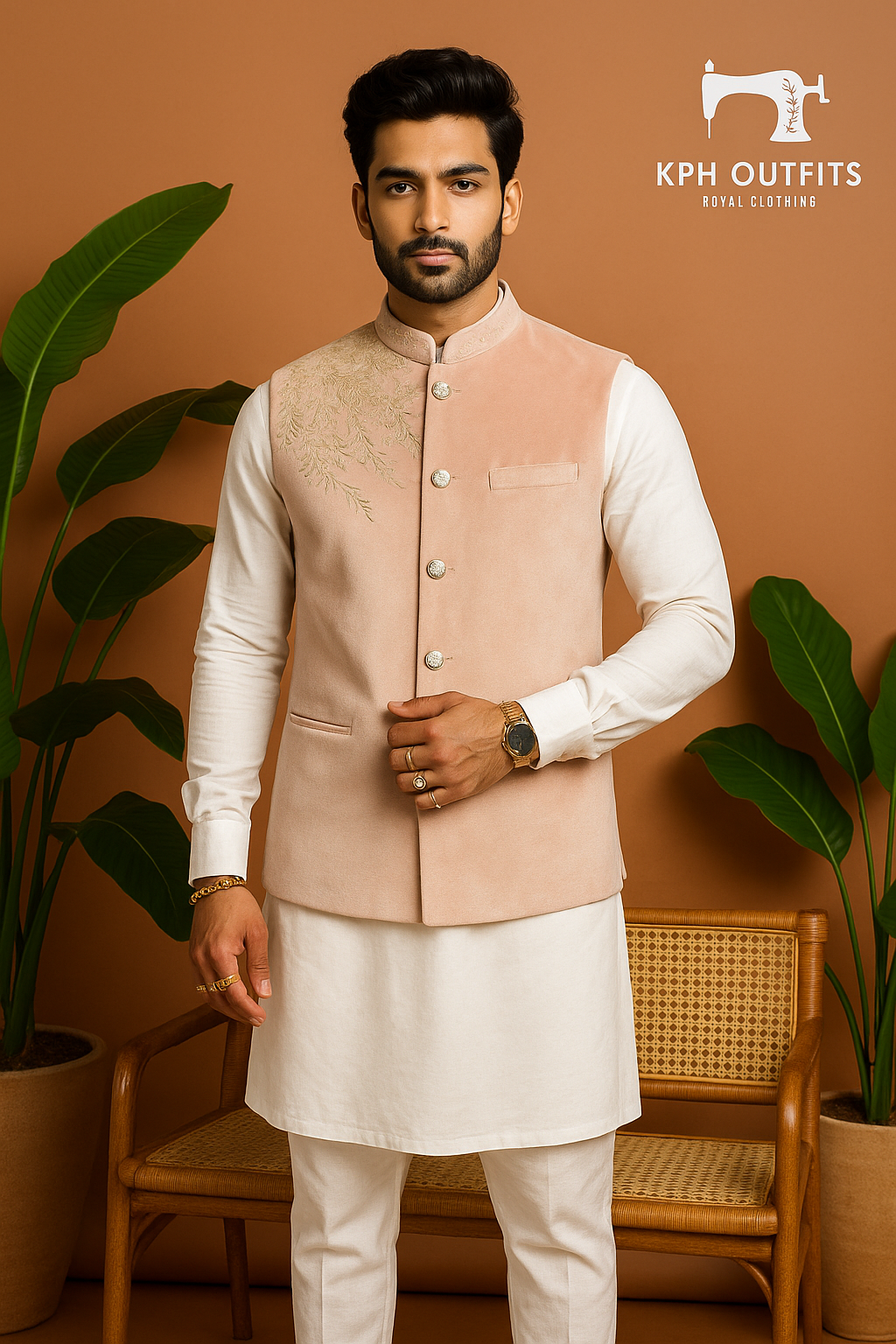 Men's Exclusive Handcrafted Embellished Waistcoat - Modern Elegance by KPH Outfits