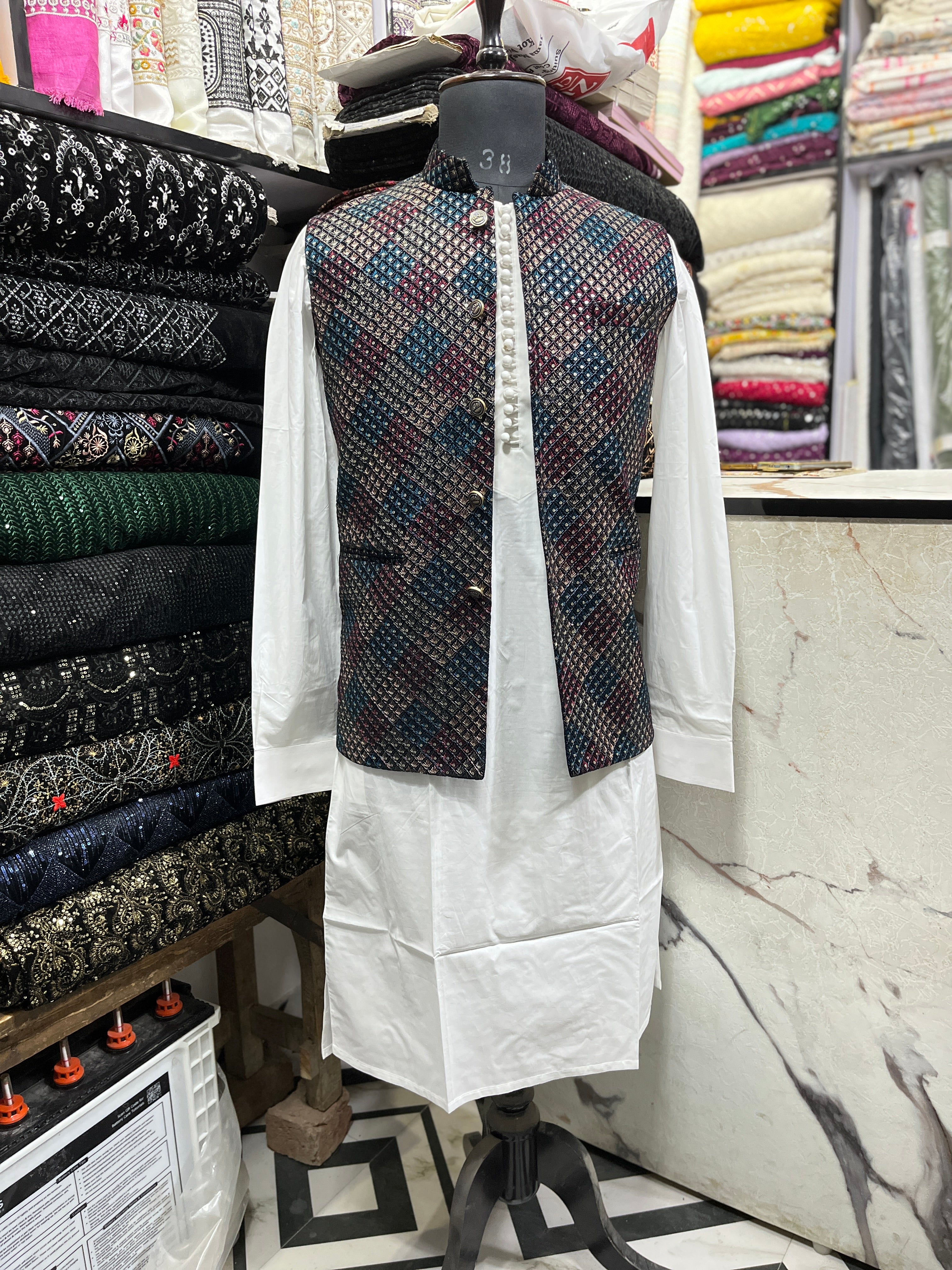 Men's Exclusive Multi Colour Waistcoat Set