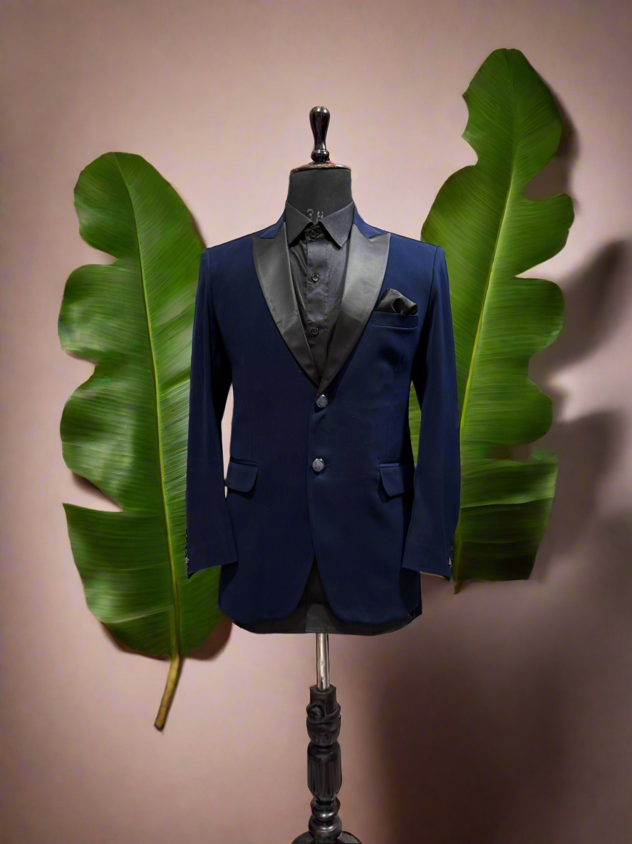 Men's Navy Blue Peak Lapel Classic Tuxedo Suit