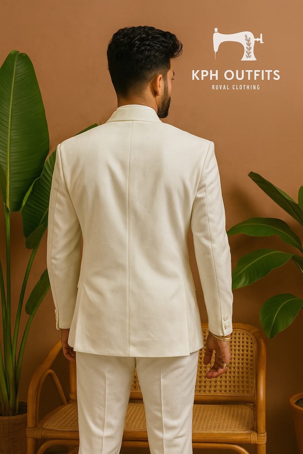 Men's Exclusive Ivory Velvet Double-Breasted Tuxedo Suit – Premium Formal Wear by KPH Outfits