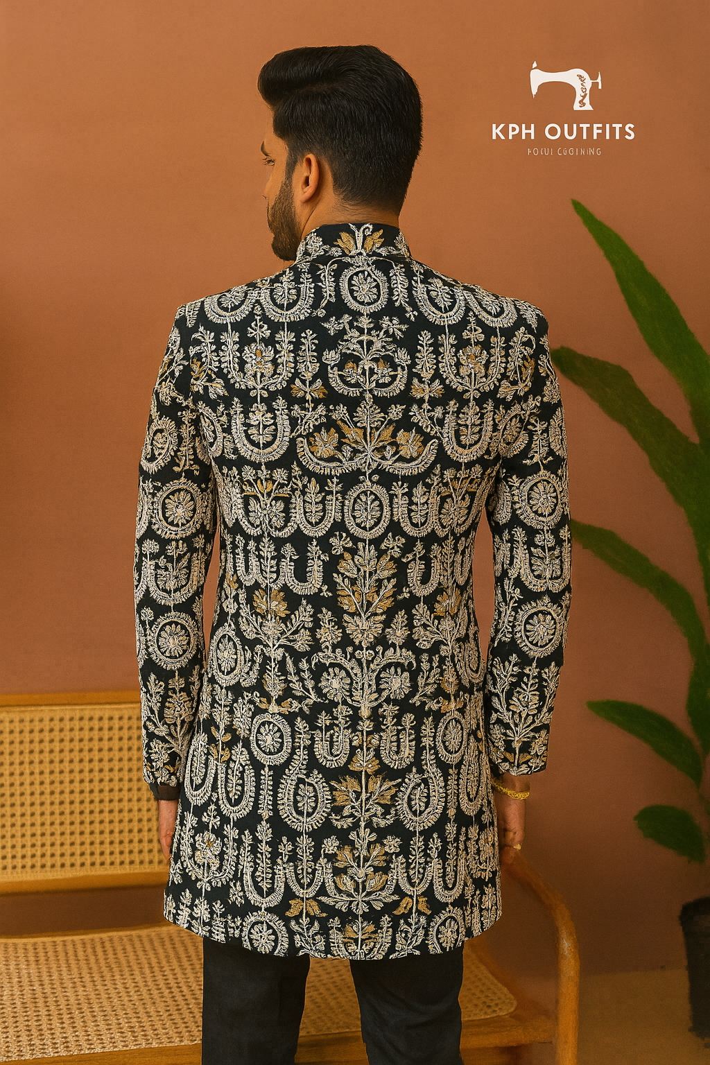 Siddharth Malhotra Inspired Stylish Black Achkan Set - Classy Elegance by KPH Outfits