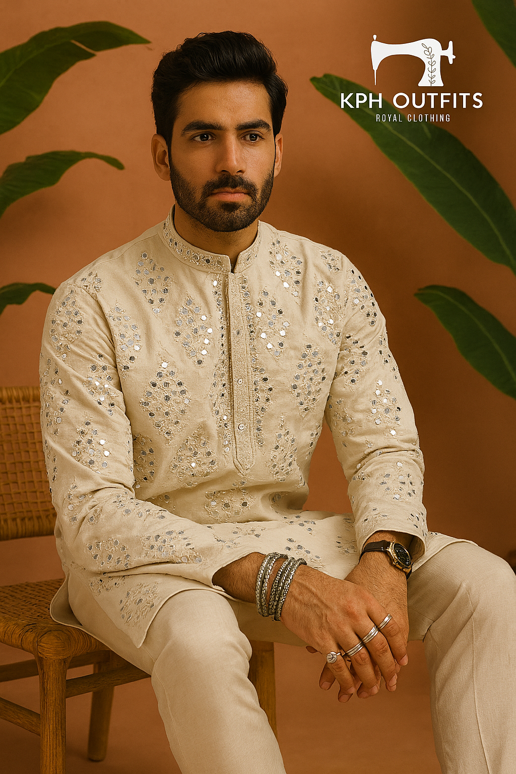 Men's Exclusive Real Mirror Style Kurta  Set