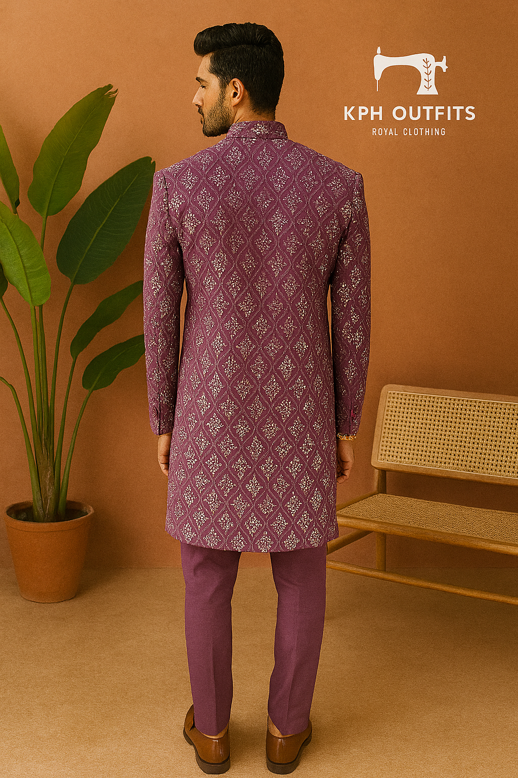 Men's Exclusive Wine Mirror Indo-western Set - KPH Outfits