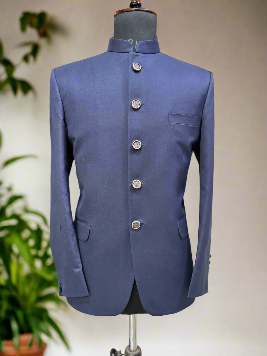 Men's Navy Blue Classic Bandhgala Suit – Premium Wedding and Formal Wear by KPH Outfits