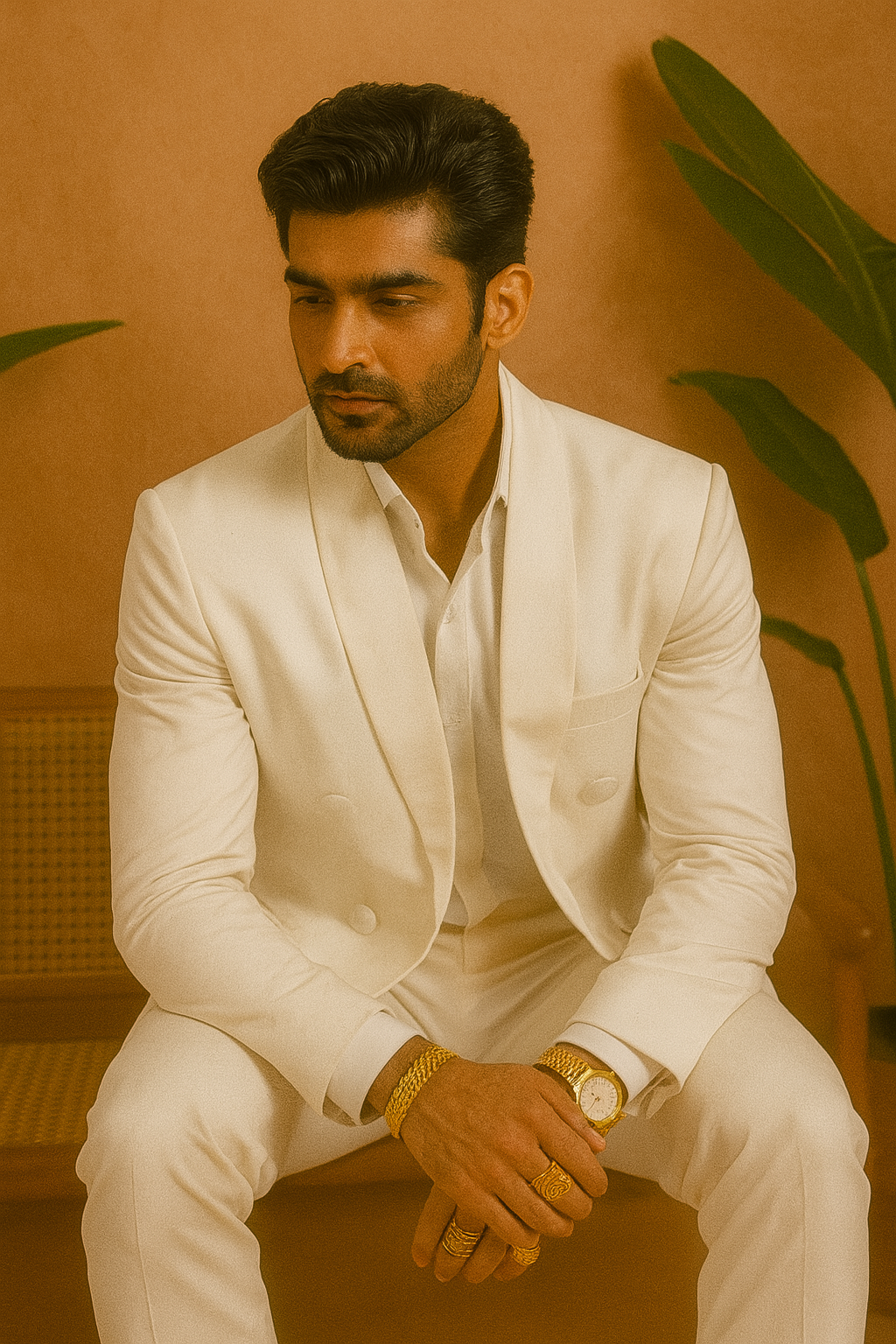 Slim-fit white velvet wedding tuxedo – KPH Outfits