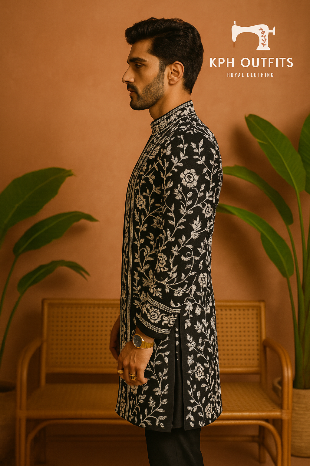 Kartik Aryan Inspired Stylish Black Open Indo-Western Set - Modern Elegance by KPH Outfits