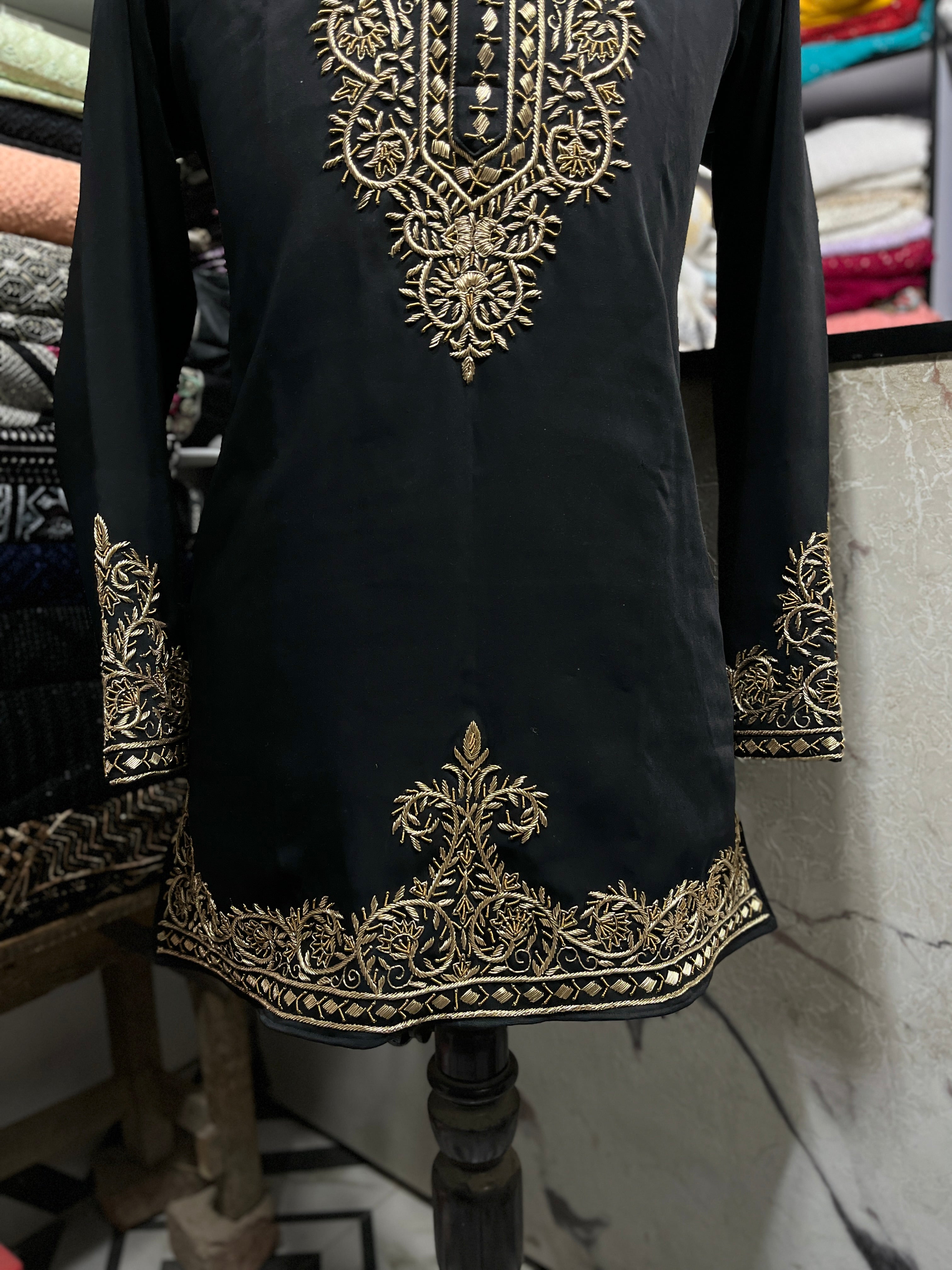 Handcrafted Golden Zardozi Work Embroidery Kurta Set