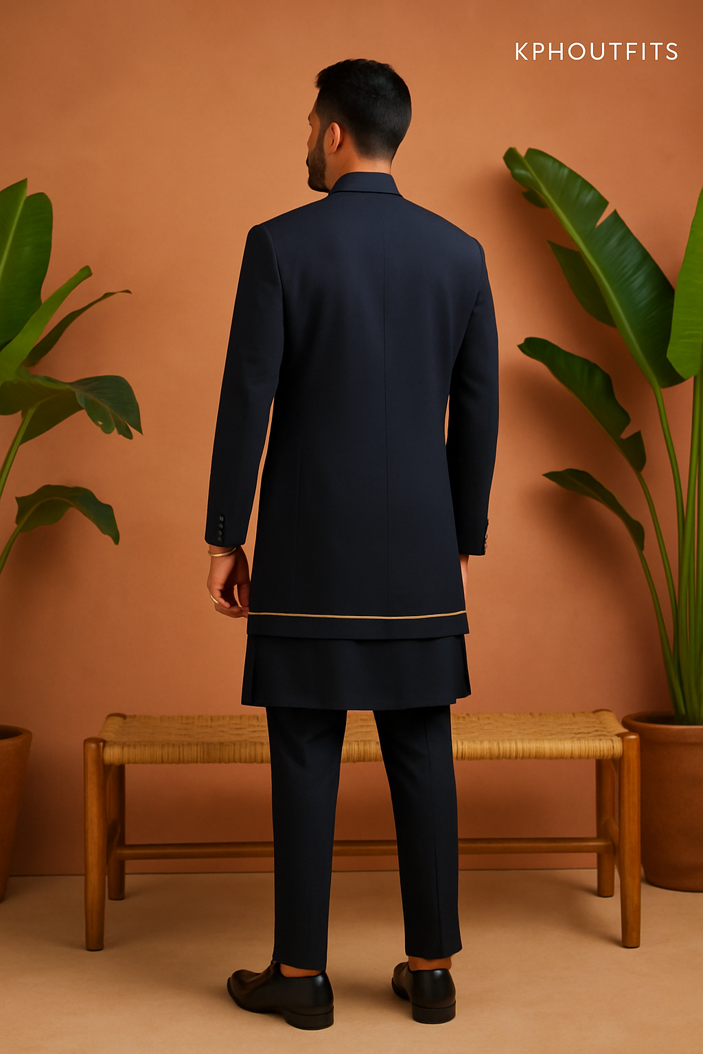 Men's Exclusive Navy Blue Stylish Indo-Western Set - Modern Sophistication by KPH Outfits