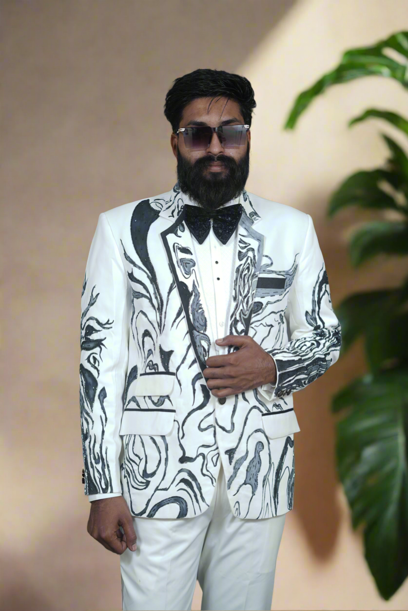 Modern white tuxedo set for men by KPH Outfits