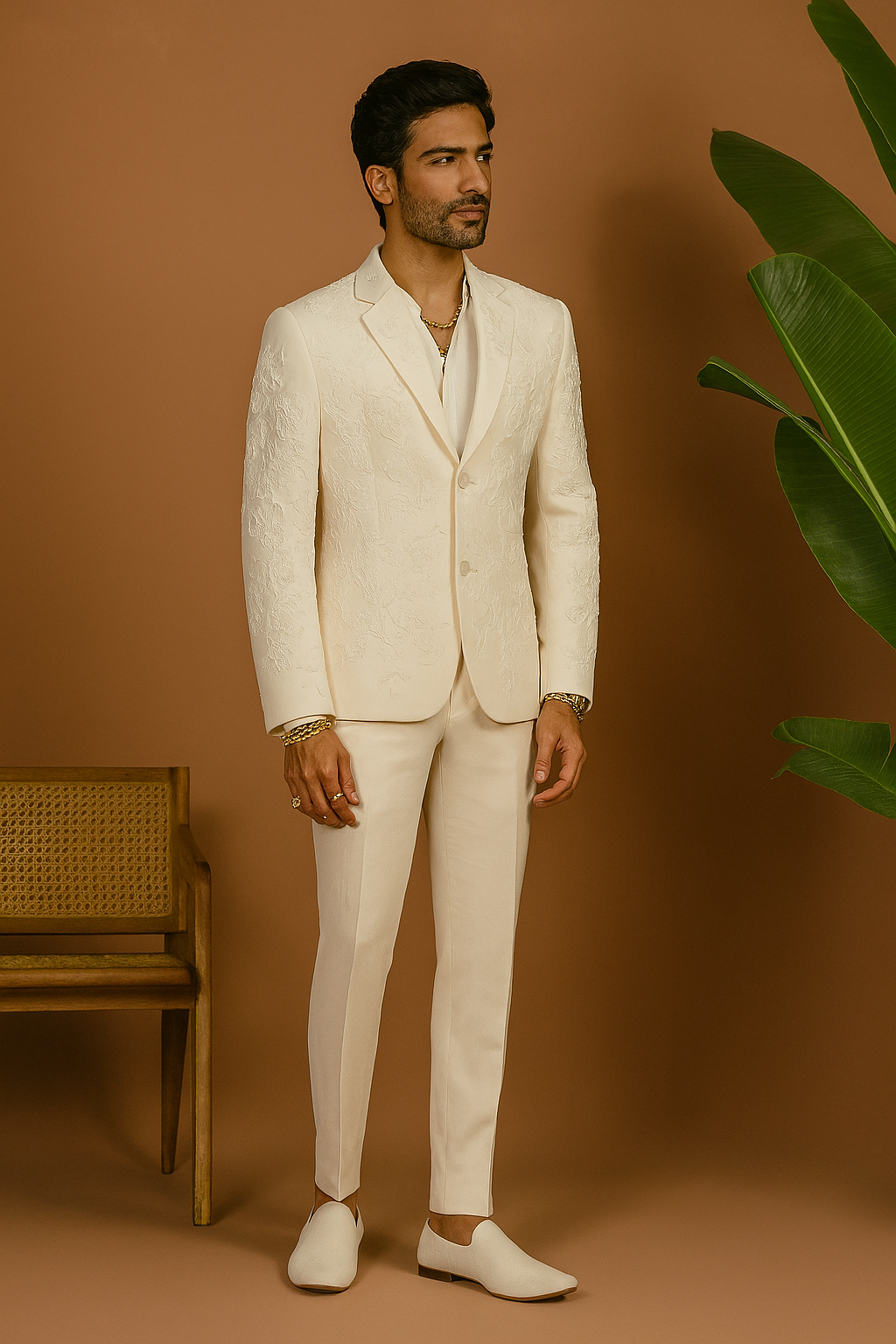 Luxury white embellished tuxedo jacket for groom – KPH Outfits