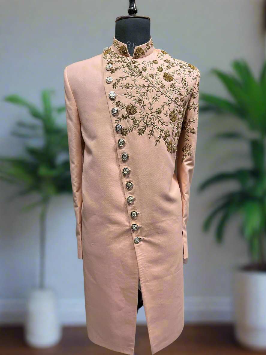 Festive sherwani with handcrafted details and pant