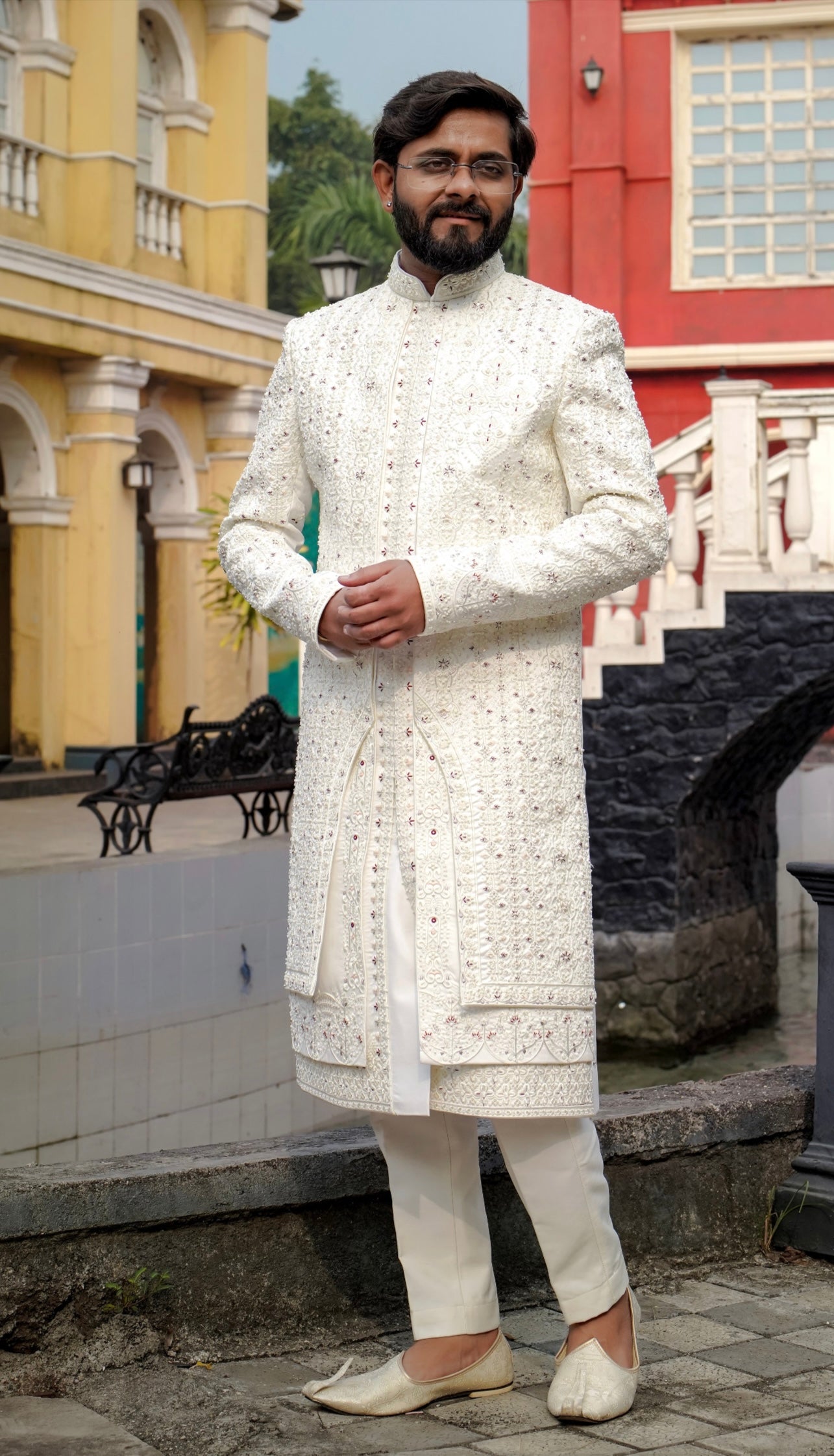 Groom exclusive three-layer sherwani set