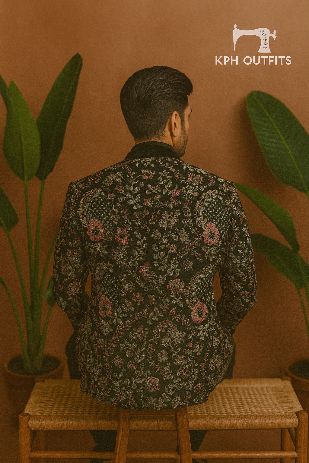 Groom in premium velvet tuxedo for wedding reception