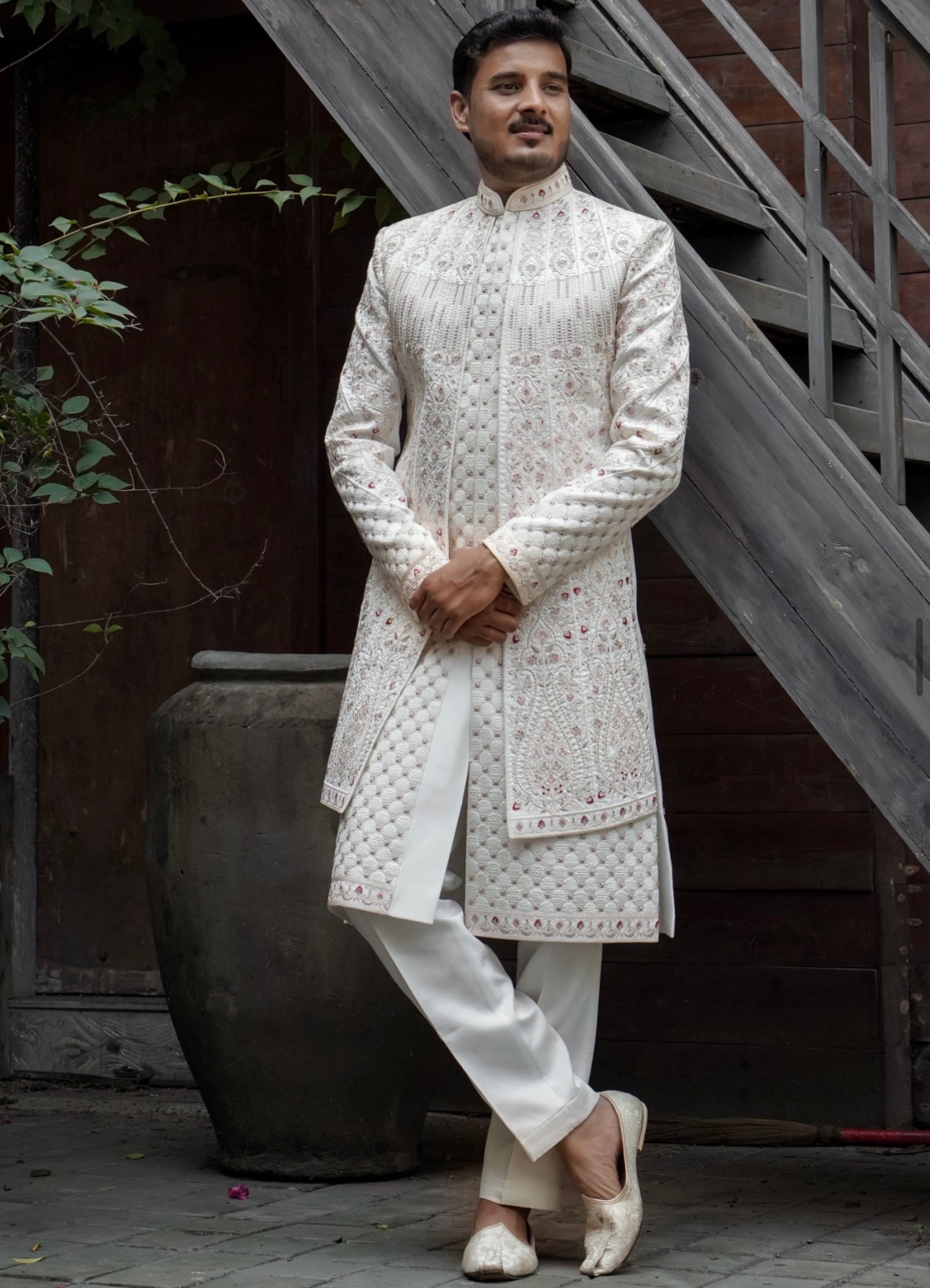 Groom Special Two Layer Embellished Sherwani Set – Premium Wedding