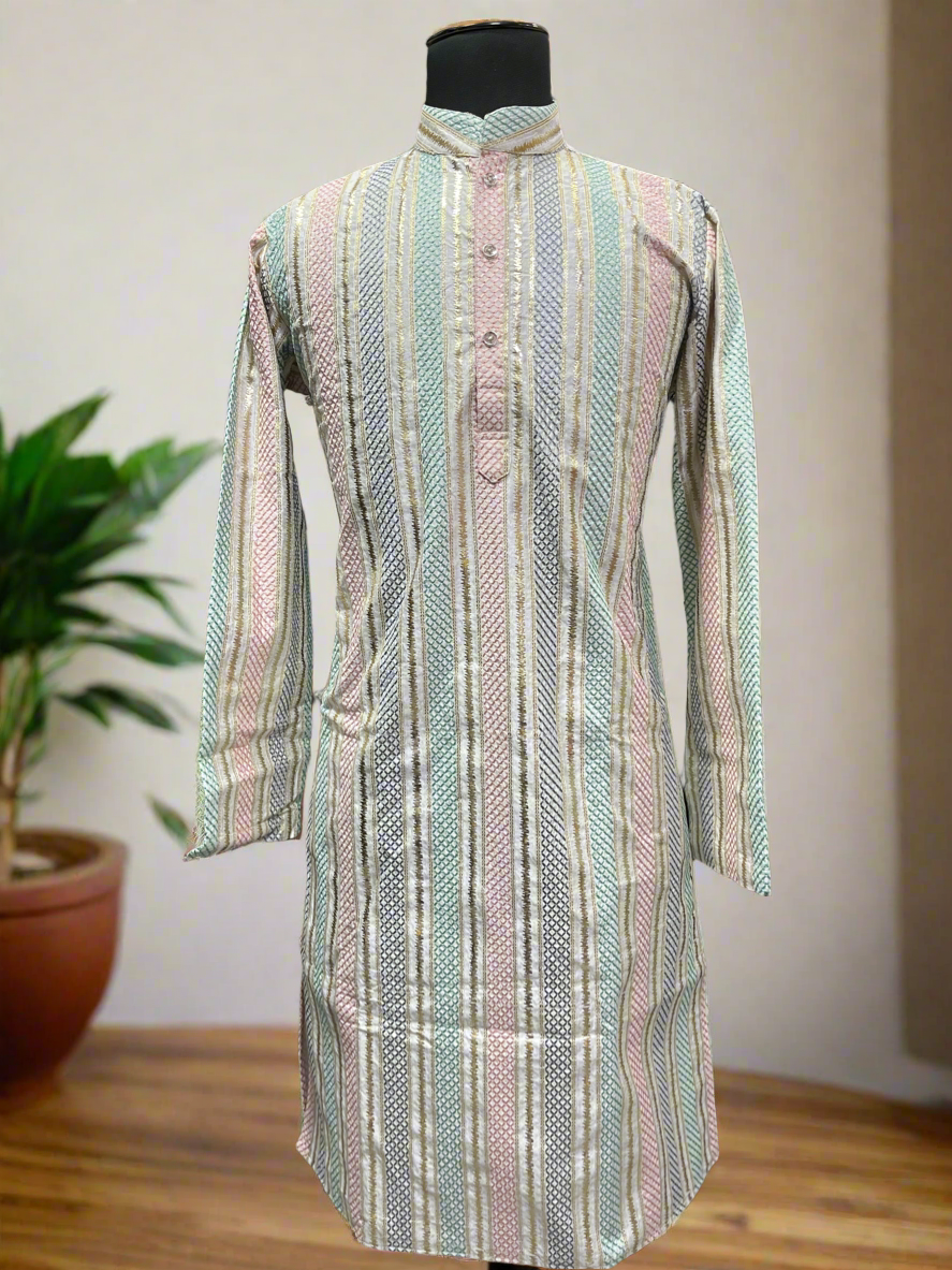 Handcrafted designer ivory kurta for weddings