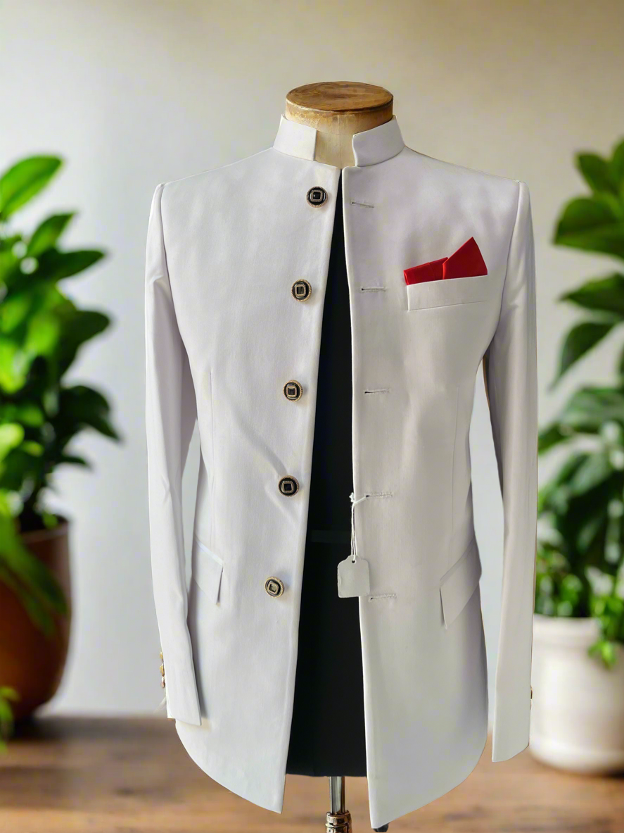 Handcrafted ivory Jodhpuri attire by KPH Outfits