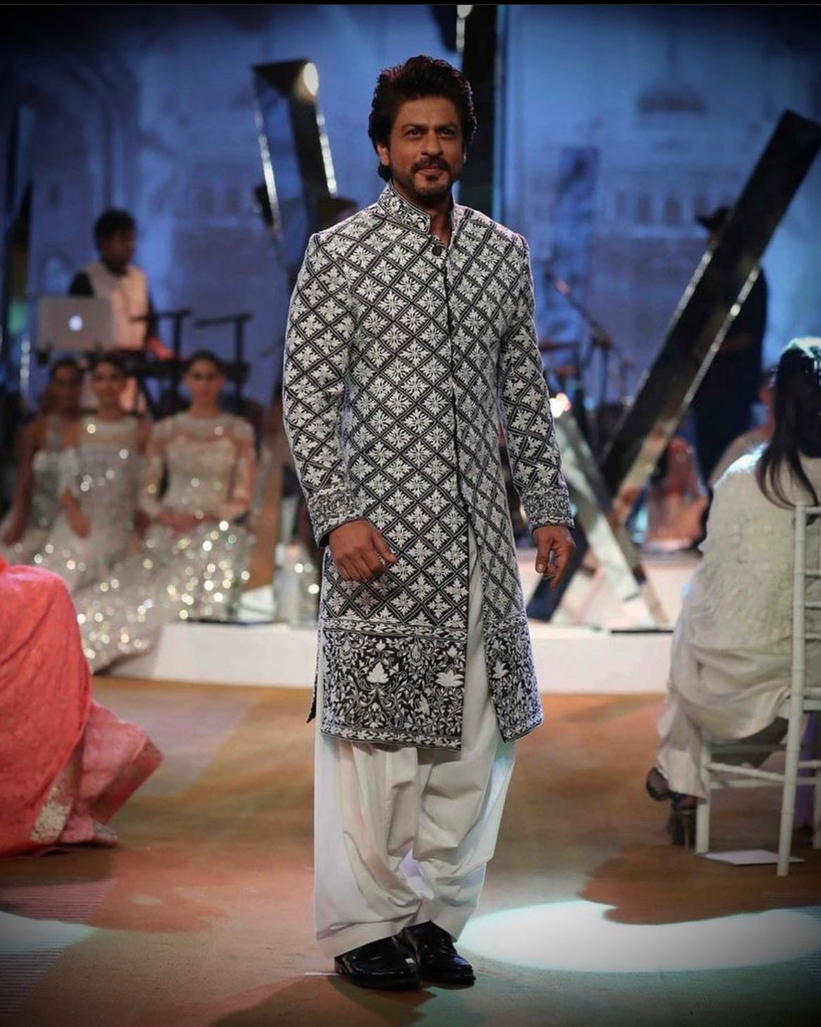 Srk Style Velvet Designer Sherwani Set