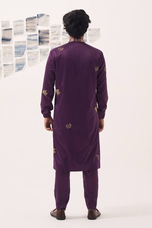 Men's Purple Embellished Design Kurta set