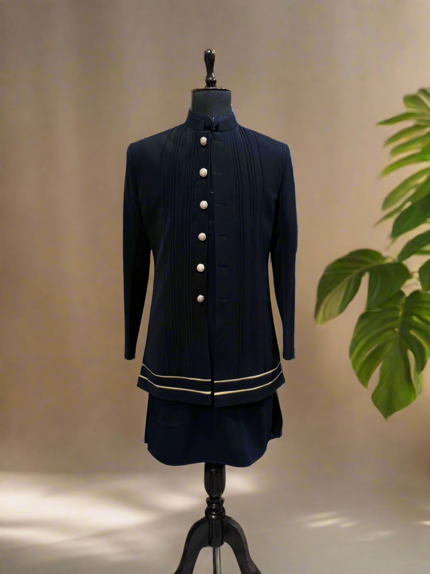 Luxury Men's Indo-Western Set in Navy Blue