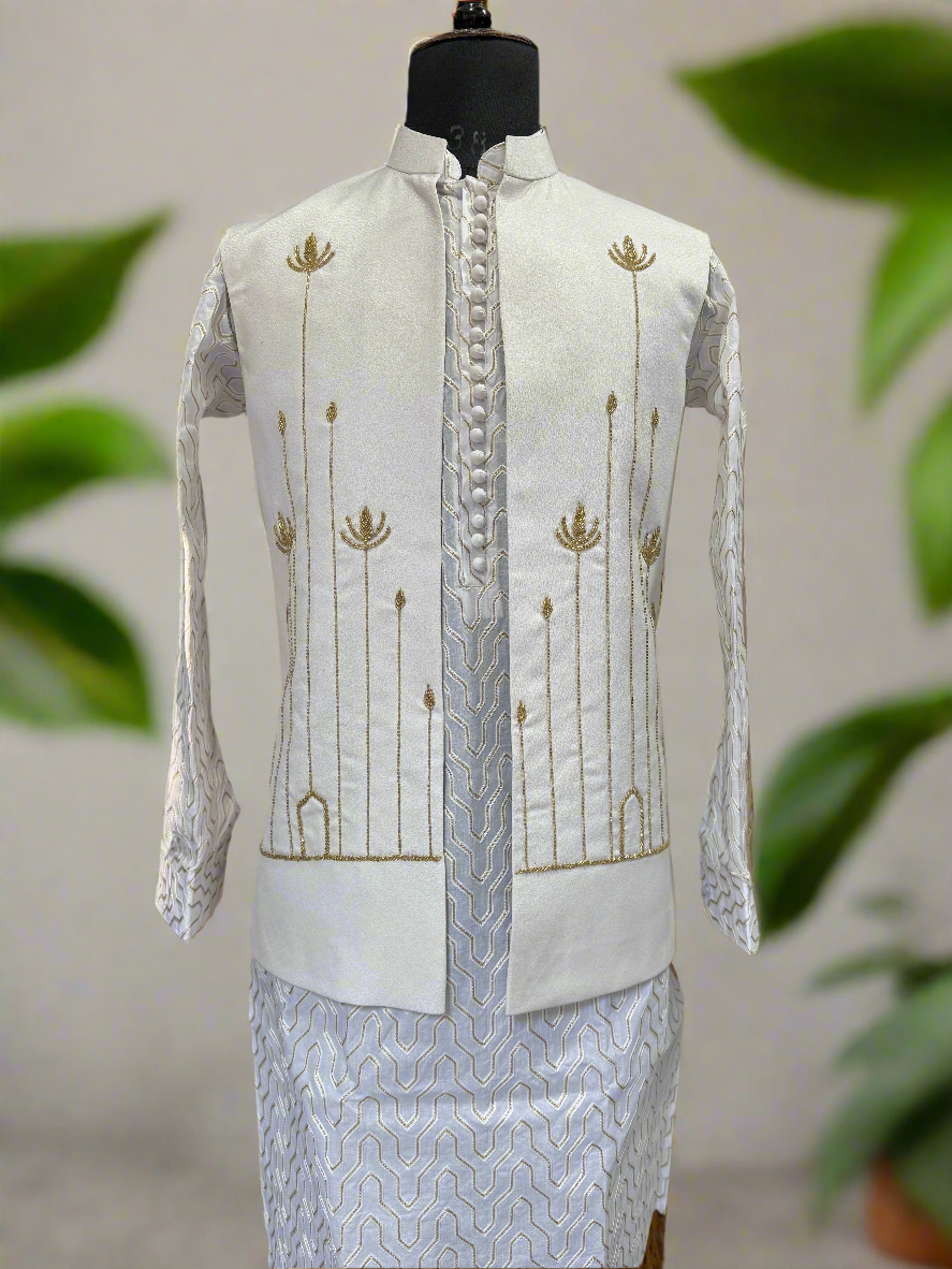 Luxury handcrafted Nehru jacket for festive occasions