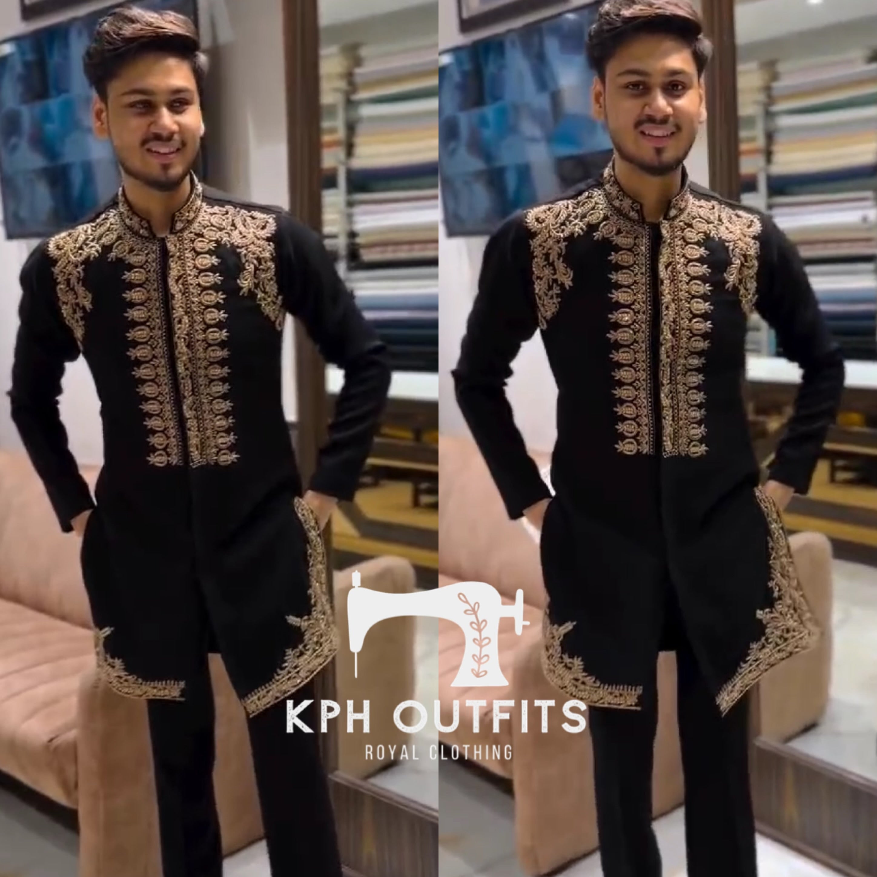 Luxury handcrafted kurta in Japanese fabric by KPH Outfits.