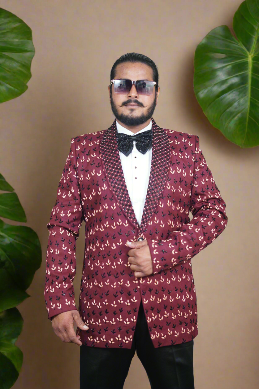 Exclusa Marron Men's Exclusive Maroon Handcrafted Tuxedo Suit – Elegant Luxury by KPH ...