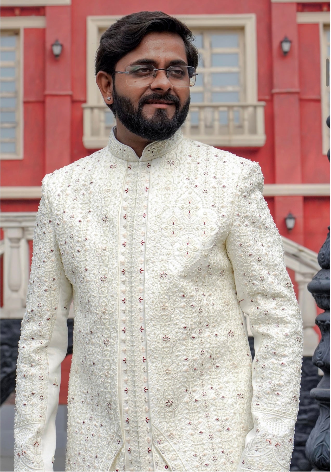 Luxury three-layer wedding sherwani for men