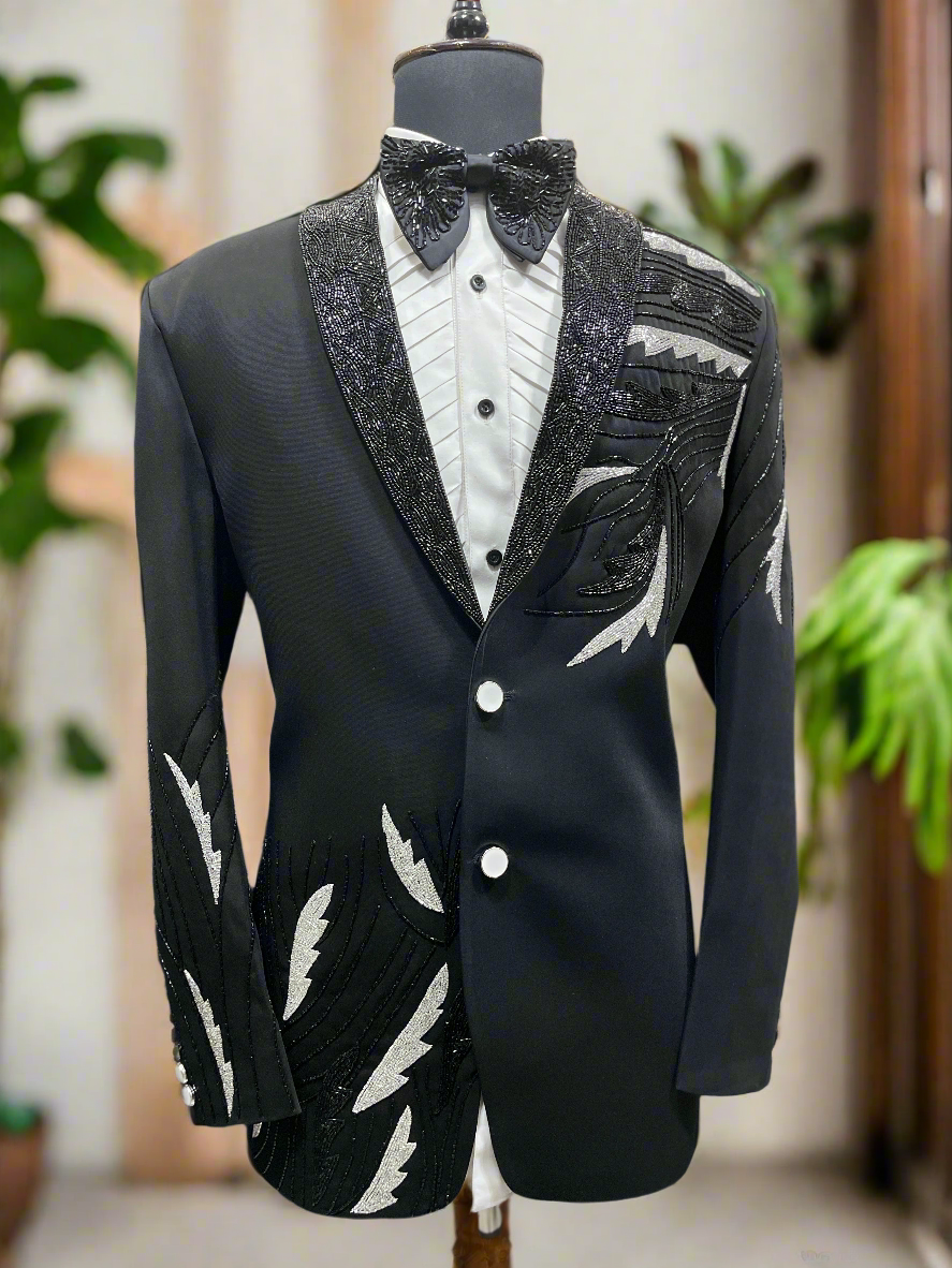 Men's Black Velvet Shawl Lapel Tuxedo Suit for Weddings and Galas