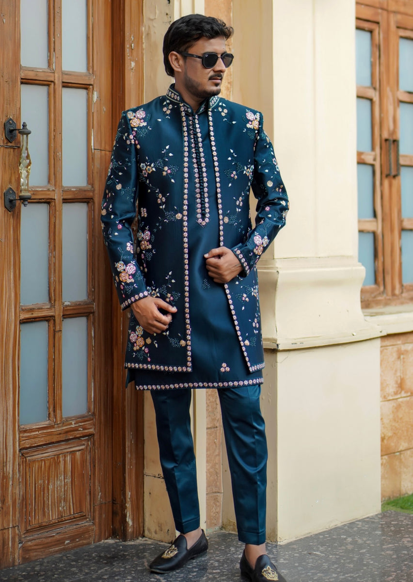 Men's Exclusive Rama Embellished Open Indo-Western Set - Sophisticated ...