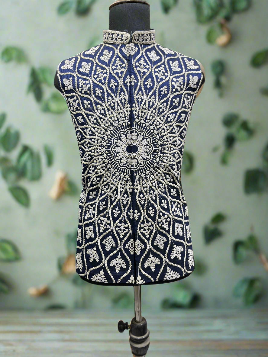 Men's Navy Blue Exclusive Sangeet Waistcoat