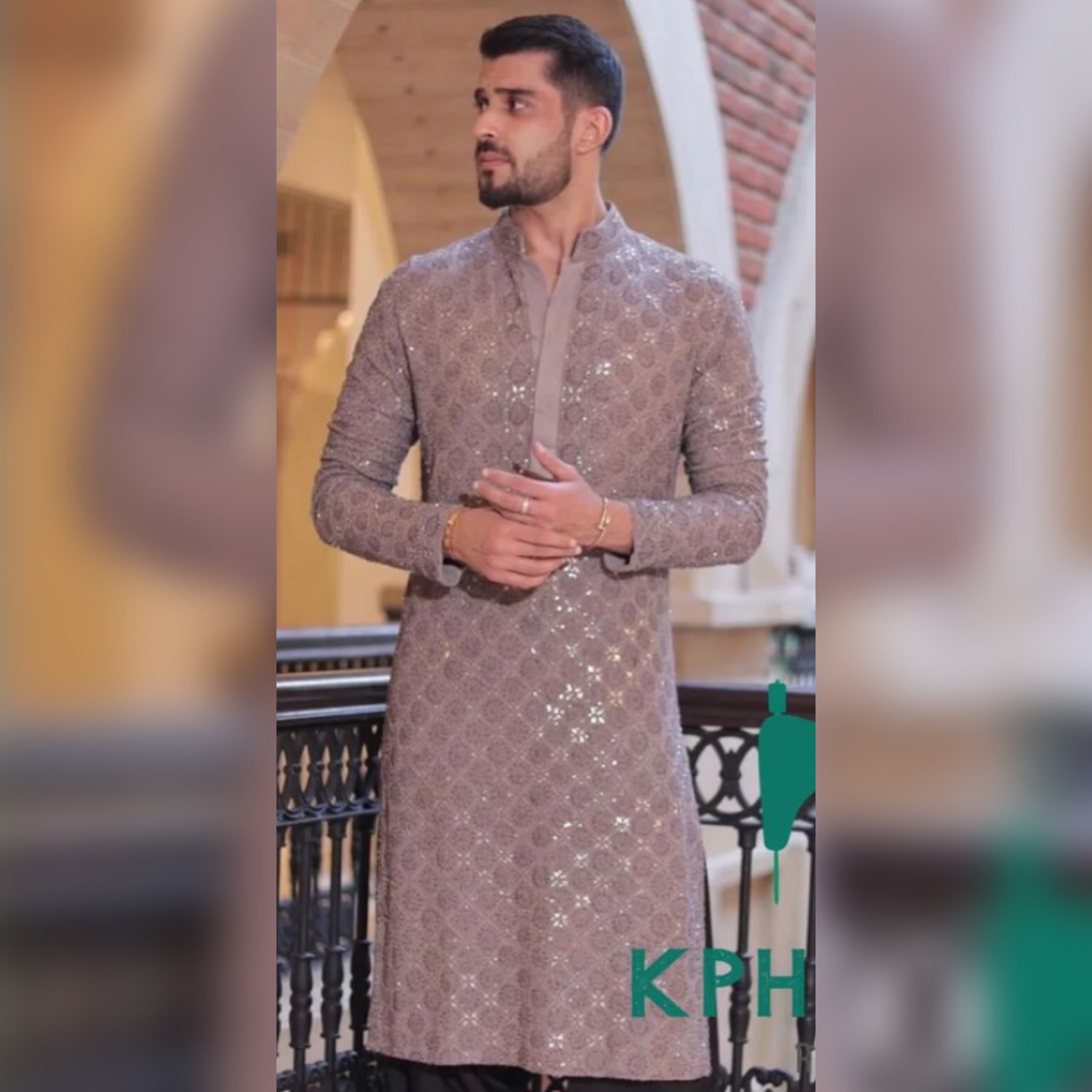 Men's Onion Designer Kurta Set with Georgette fabric