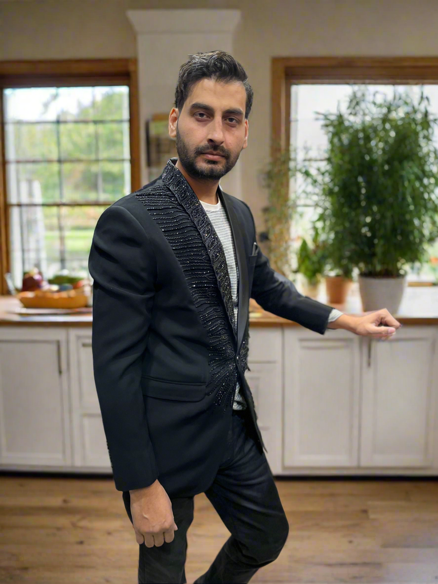 Men's Premium Black Tuxedo Suit with Handcrafted Detailing by KPH Outfits