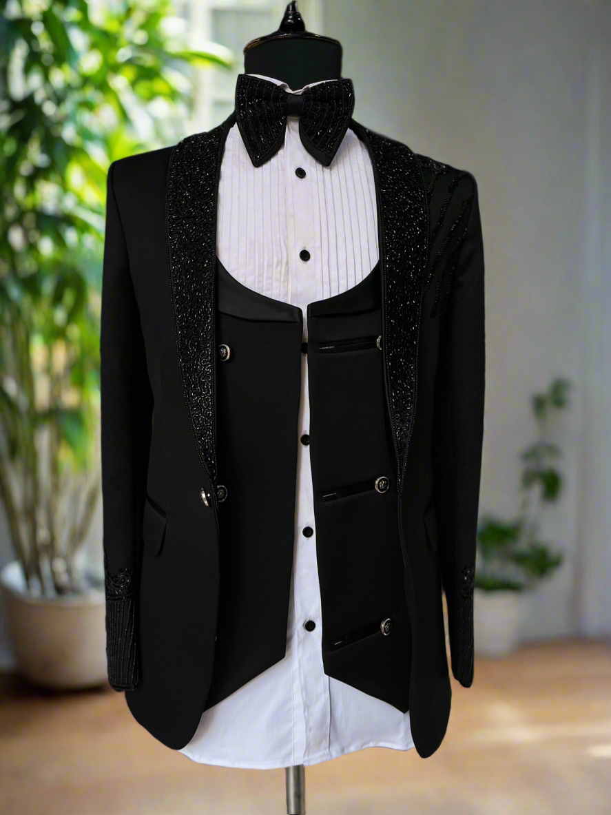 Men's Traditional Kurta Set in Royal Blue with Sparkling Mirror Work