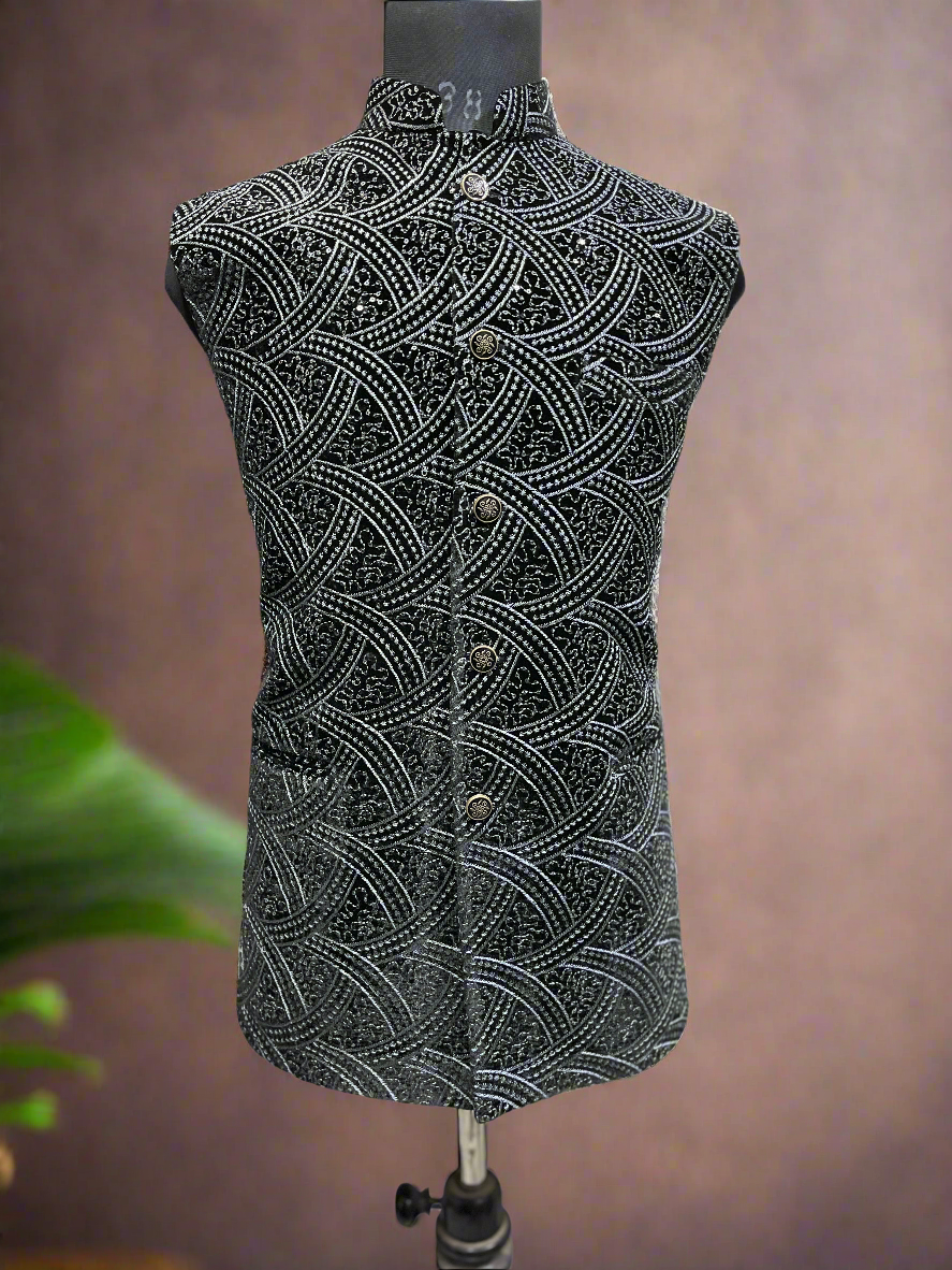 "Men's black Bandhgala waistcoat by KPH Outfits"
