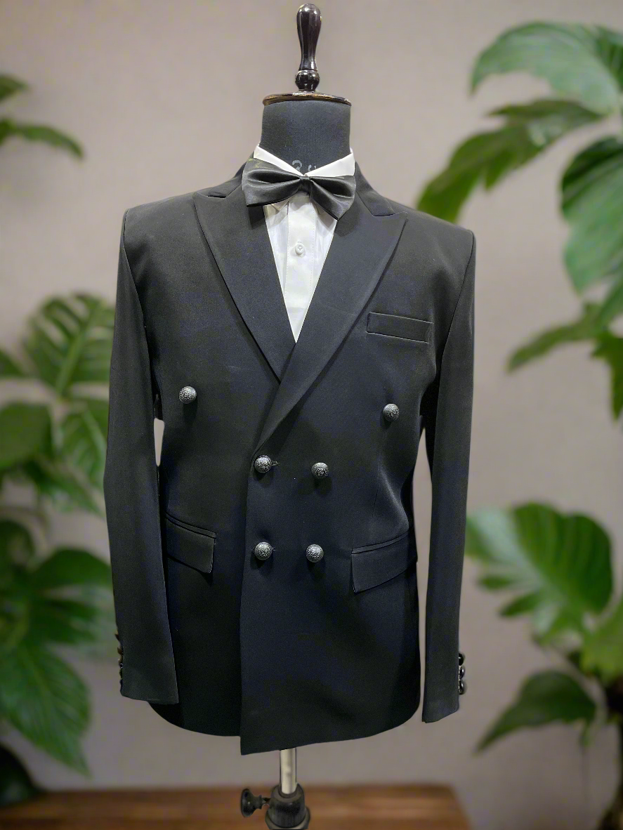 "Men's black double-breast classic tuxedo suit by KPH Outfits"
