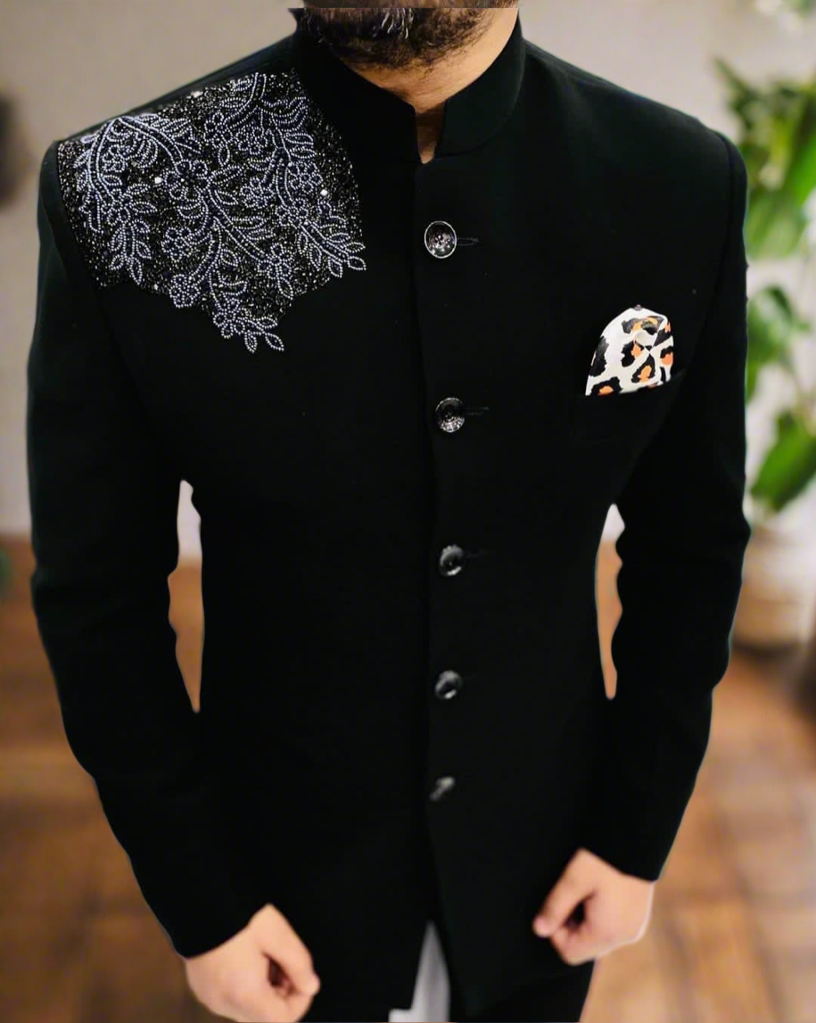 Men's Black Handcrafted Royal Jodhpuri – Timeless Elegance by KPH Outfits