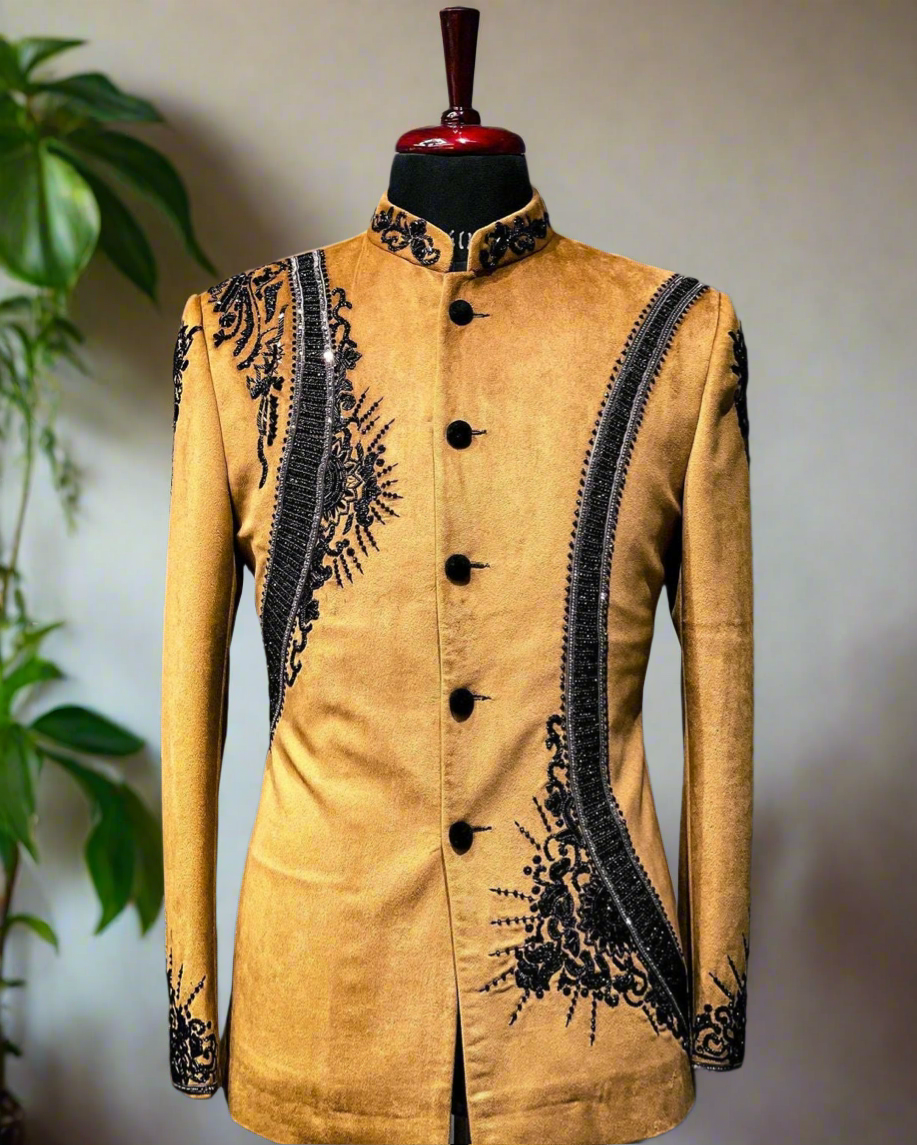 Men's exclusive gold handcrafted embellished Jodhpuri set