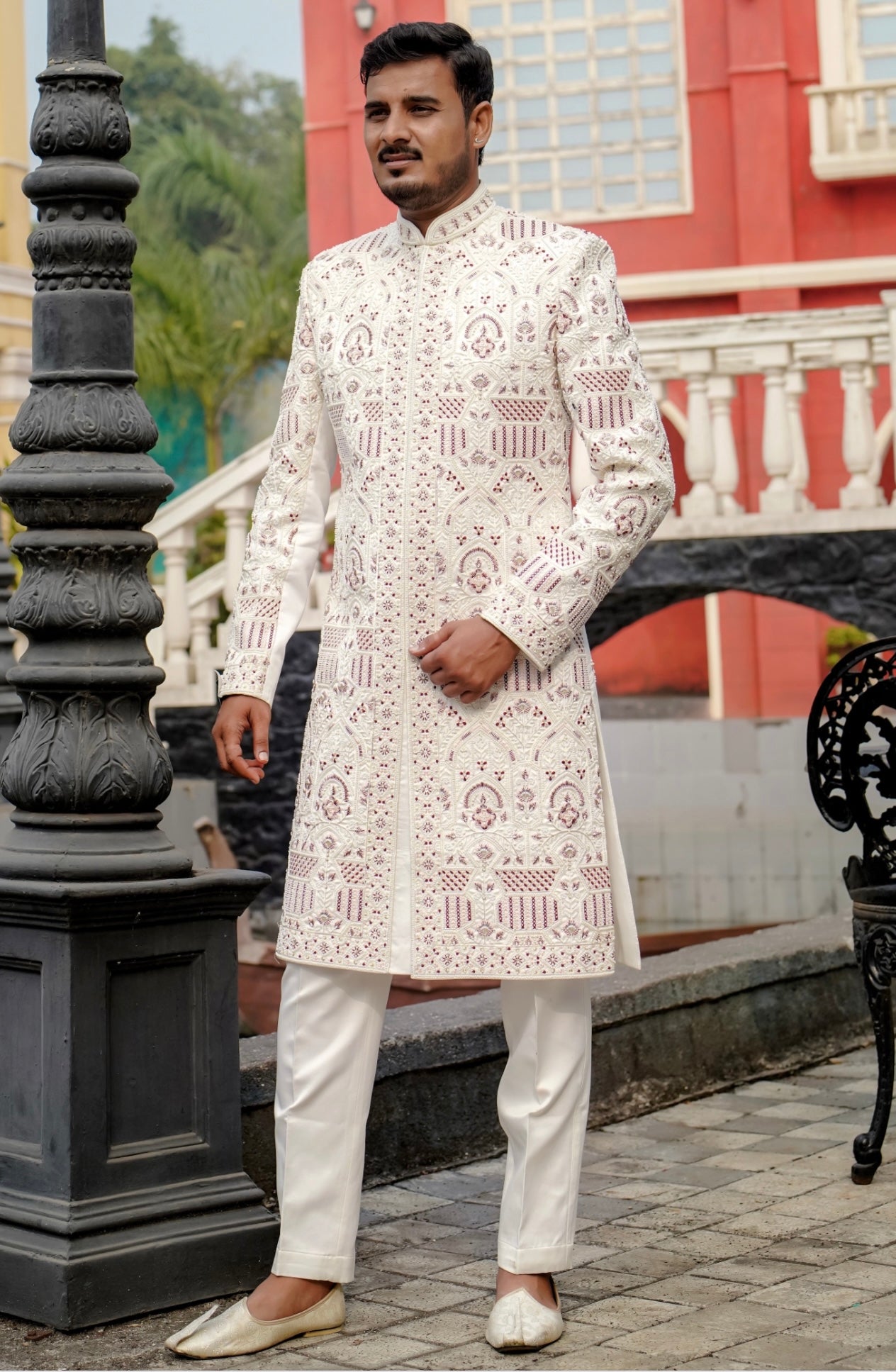 Men's exclusive hand-embellished wedding sherwani set