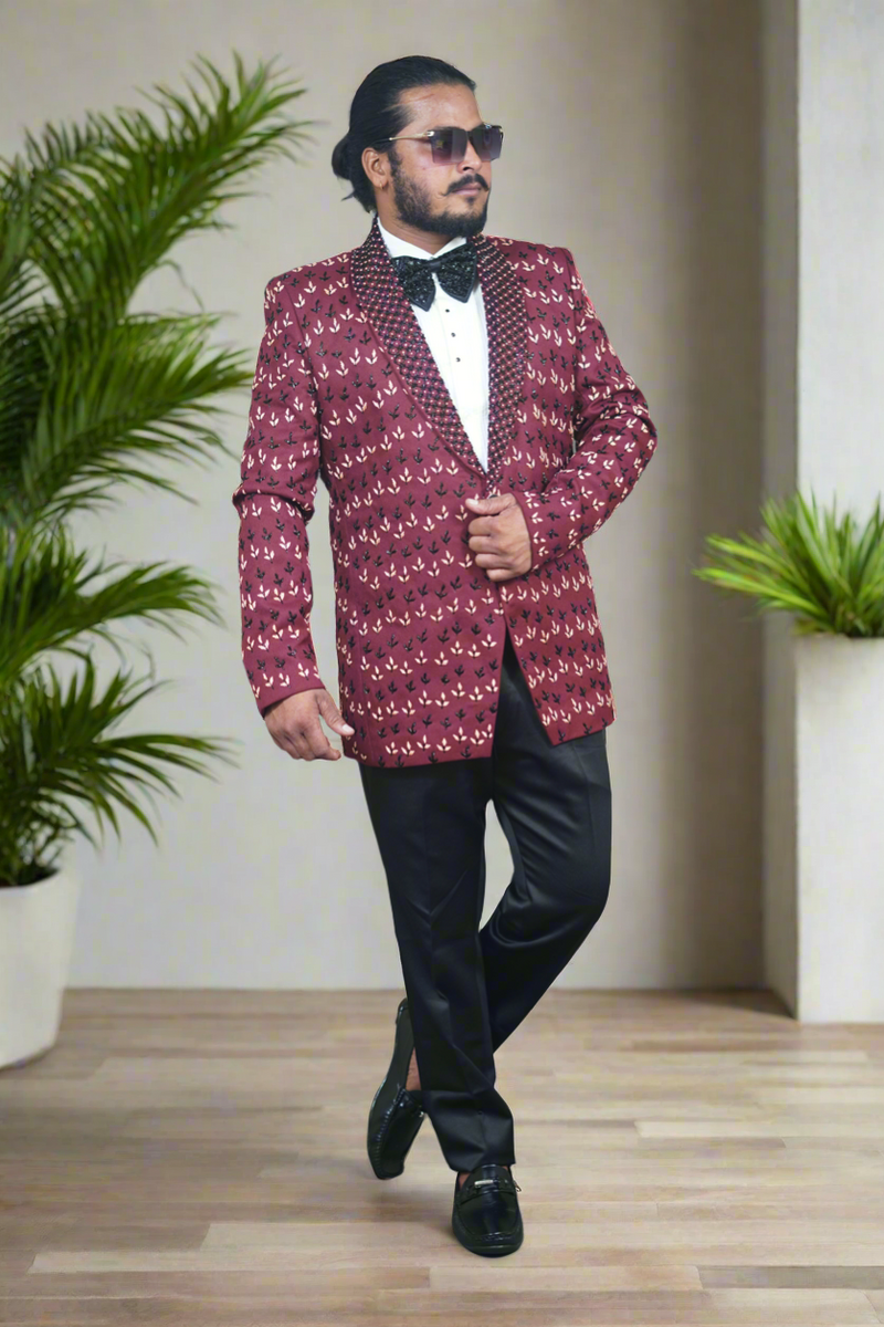 Exclusa Marron Men's Exclusive Maroon Handcrafted Tuxedo Suit – Elegant Luxury by KPH ...