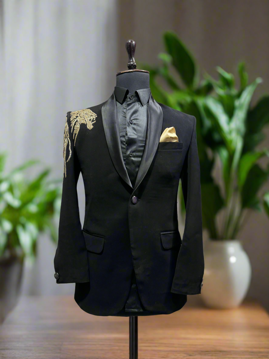 Men’s exclusive tiger embellished designer tuxedo suit