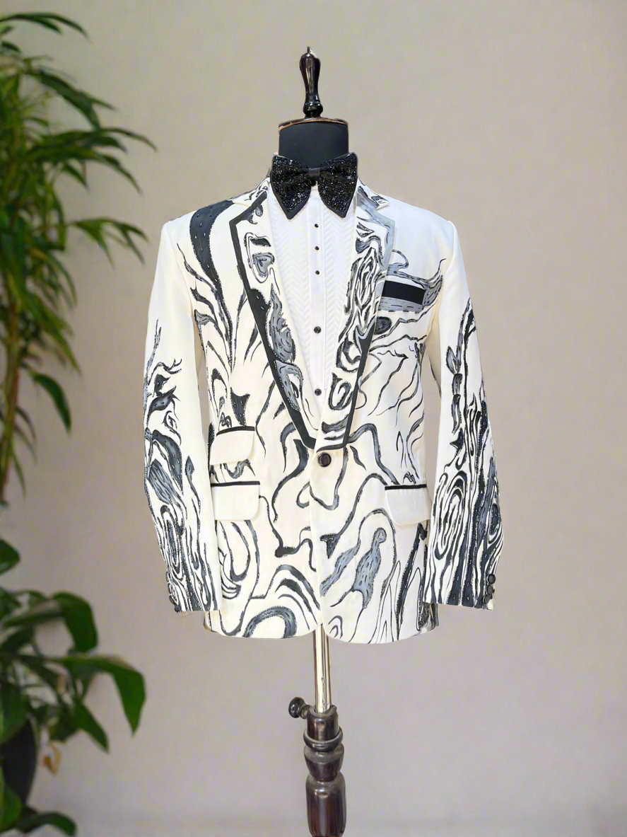 Men’s ivory hand-painted tuxedo suit