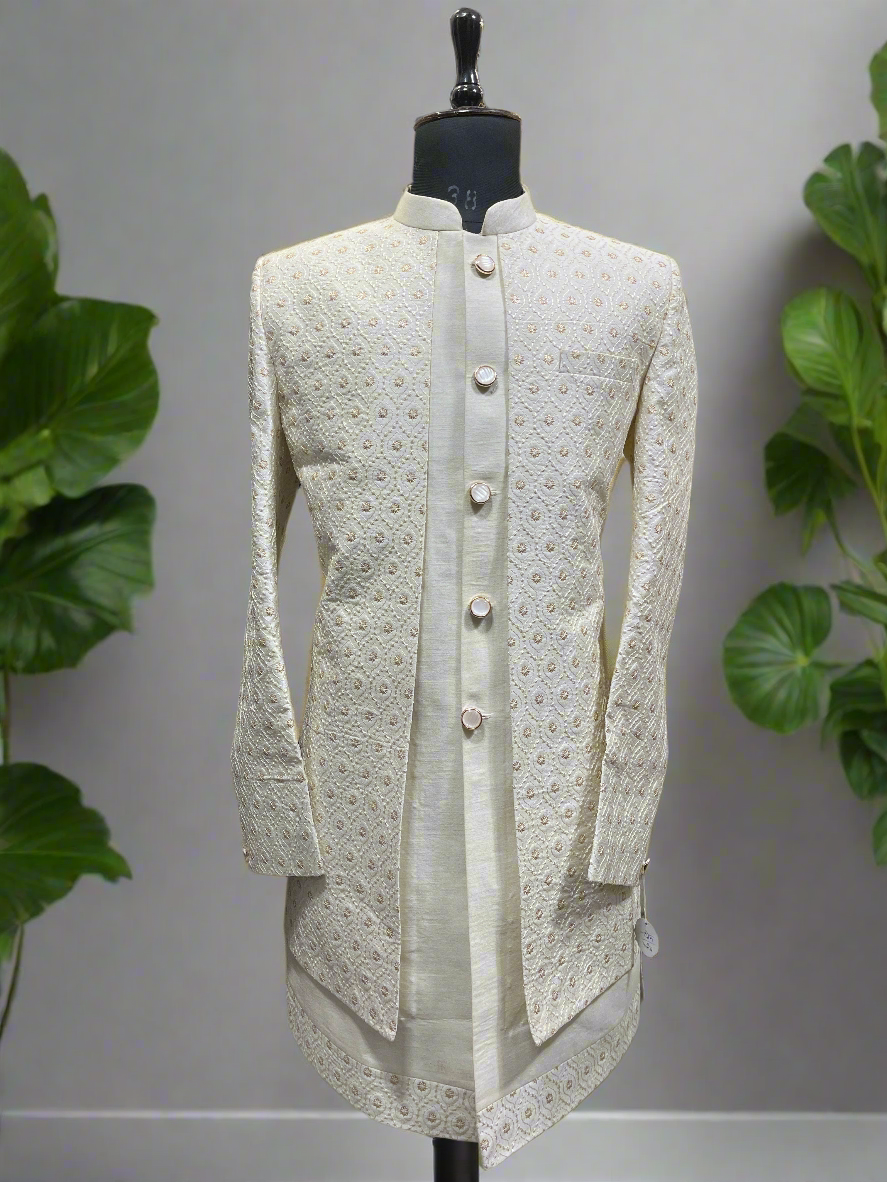 Model showcasing the zipper-style pants.
