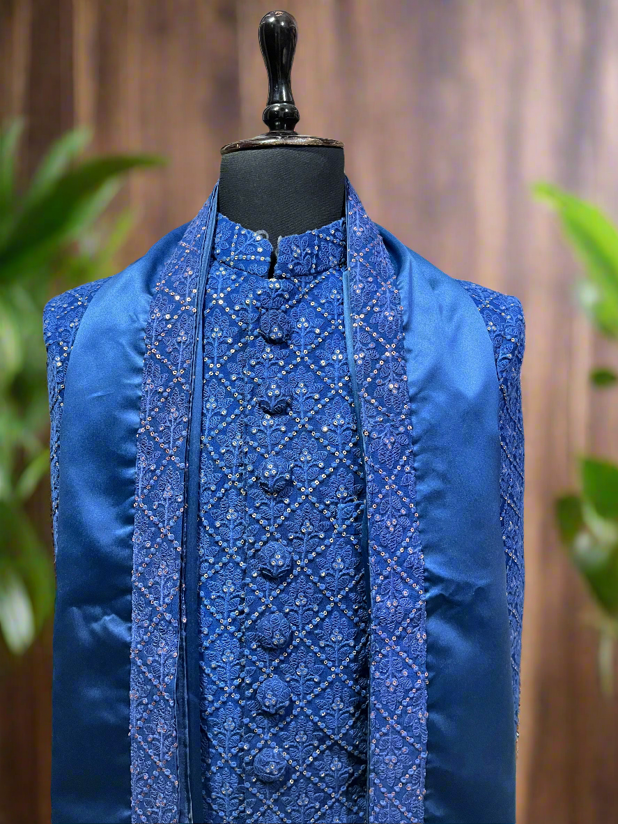 Modern Blue Indo-Western Outfit for Weddings