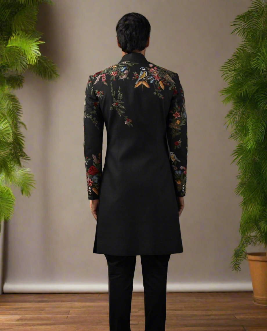 Multi-color thread sherwani for festive occasions