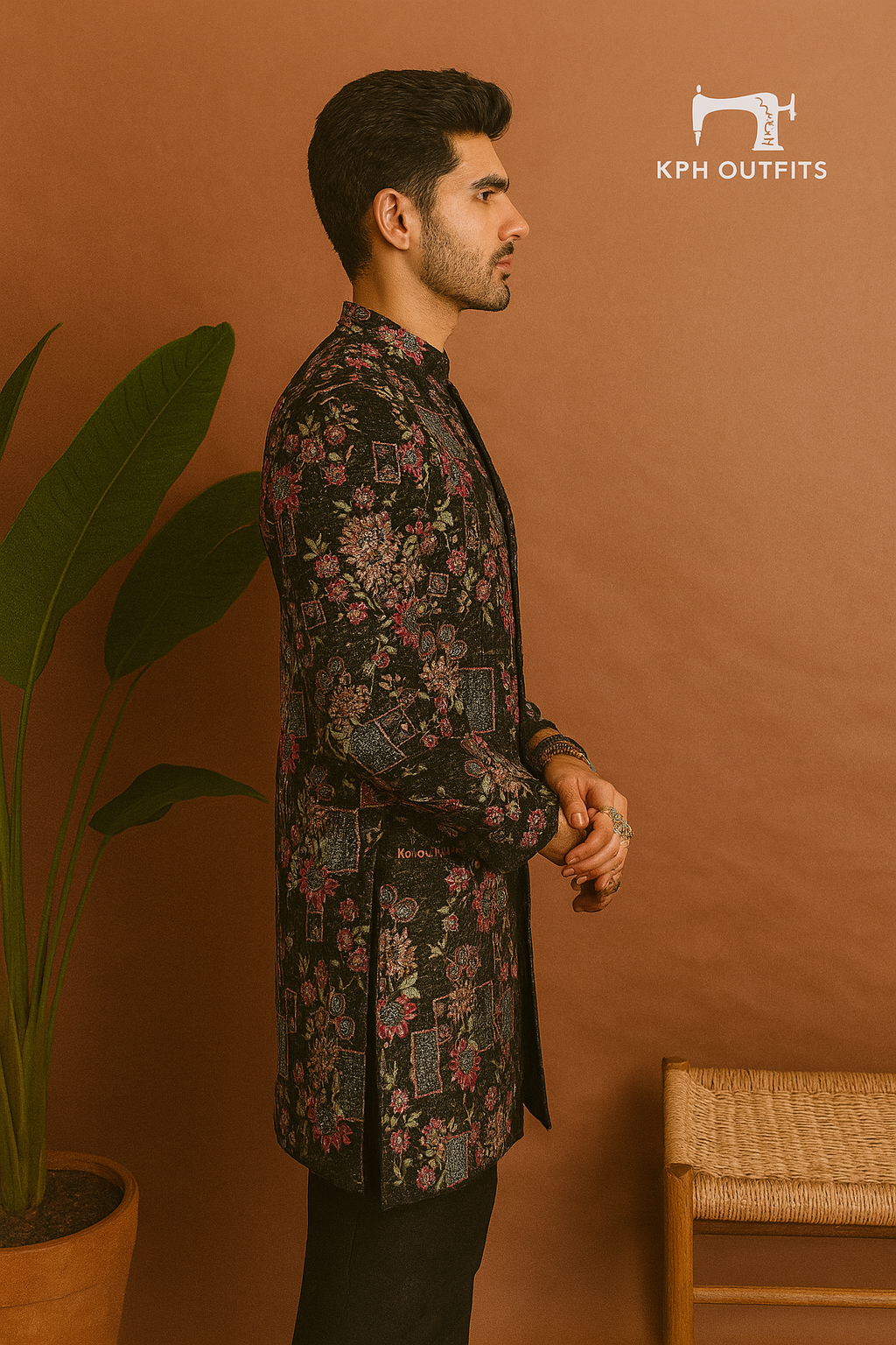 Premium black velvet Indo-western outfit with embellishments