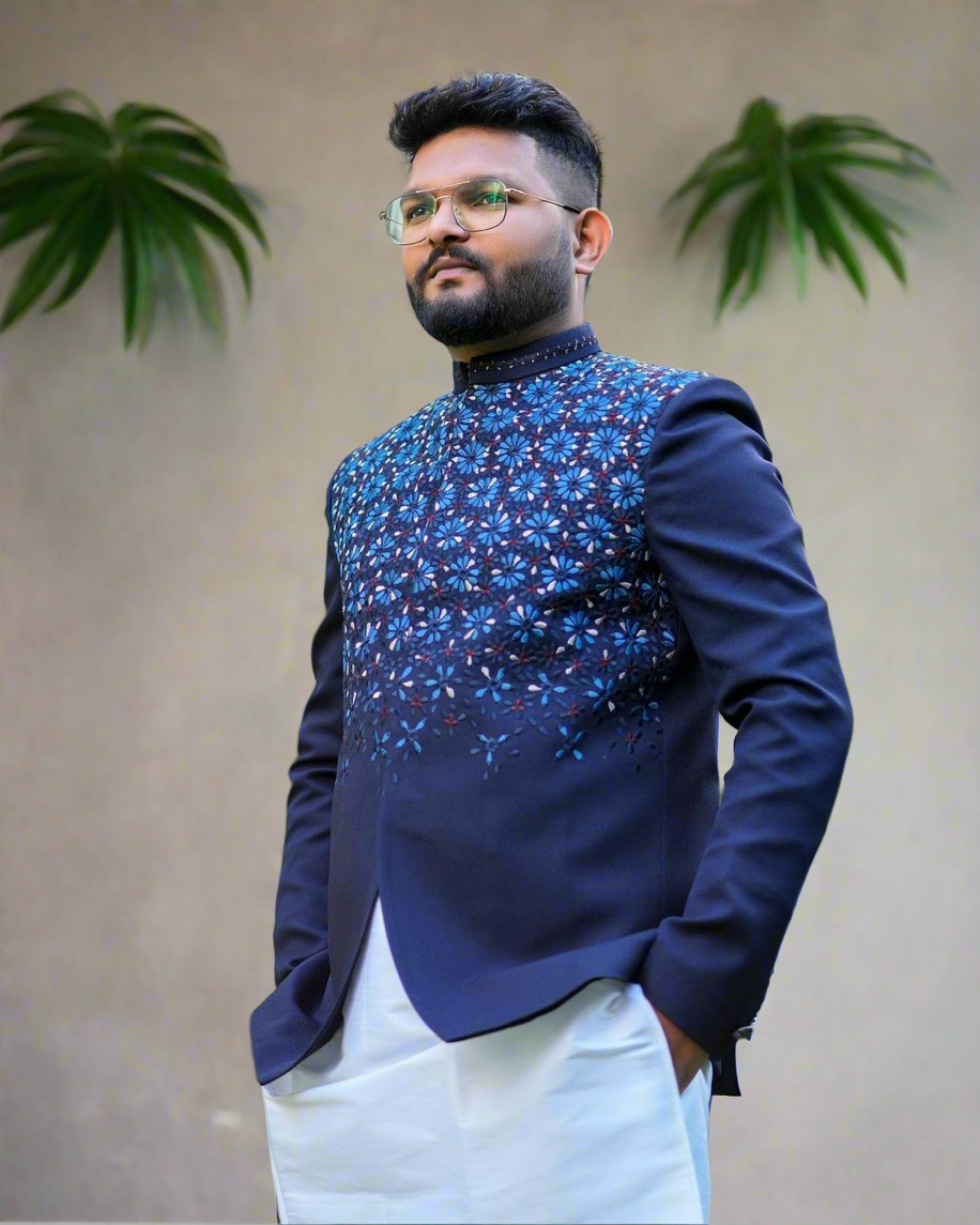 Premium multi-colour embellished Jodhpuri set for weddings