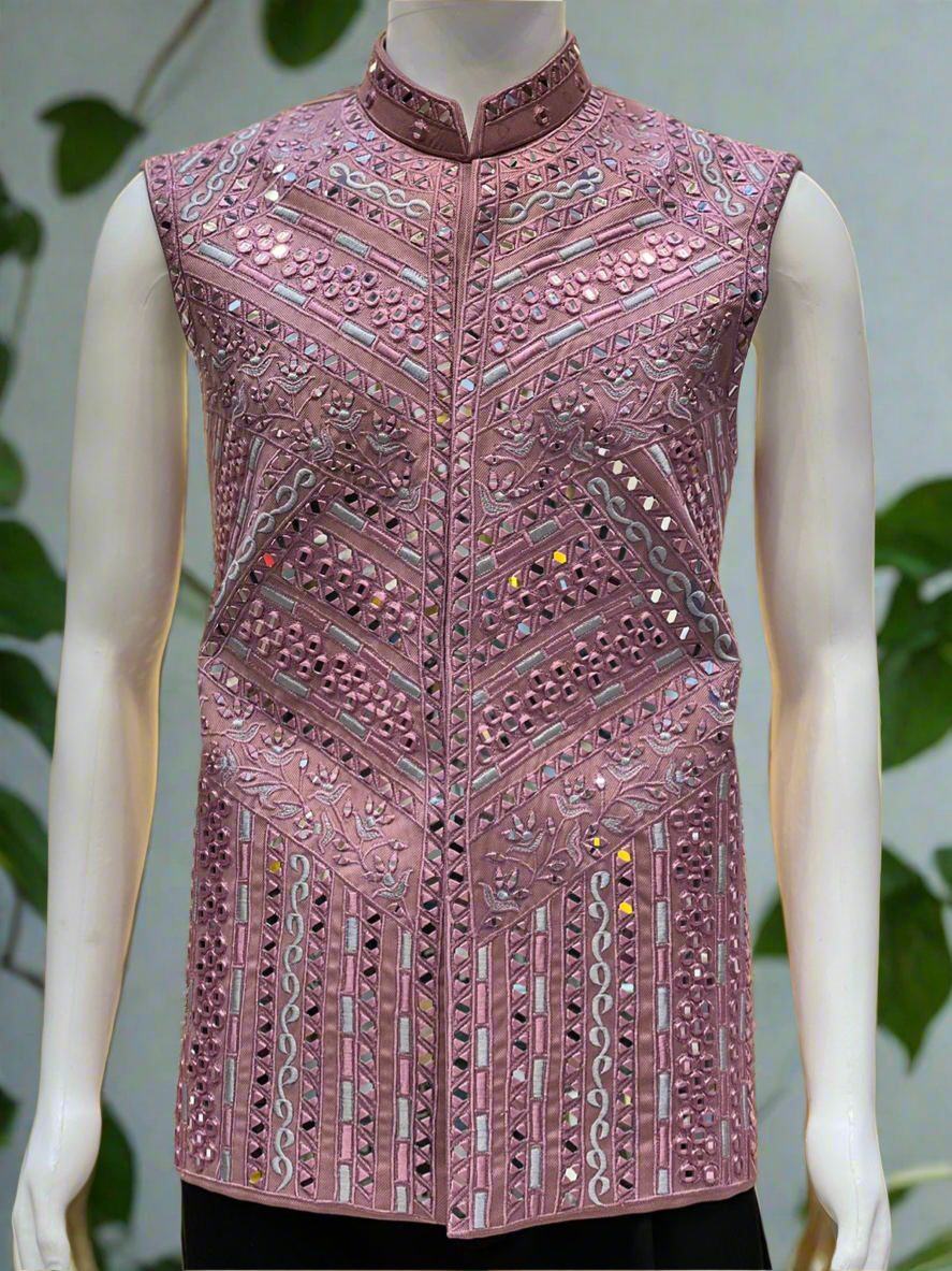 Real Mirror Work Waistcoat for Weddings & Sangeet