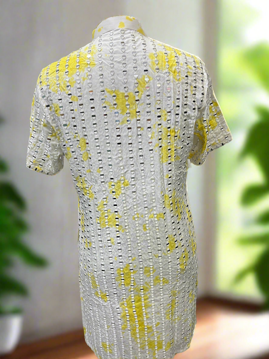 Real mirror embellished Haldi kurta for men